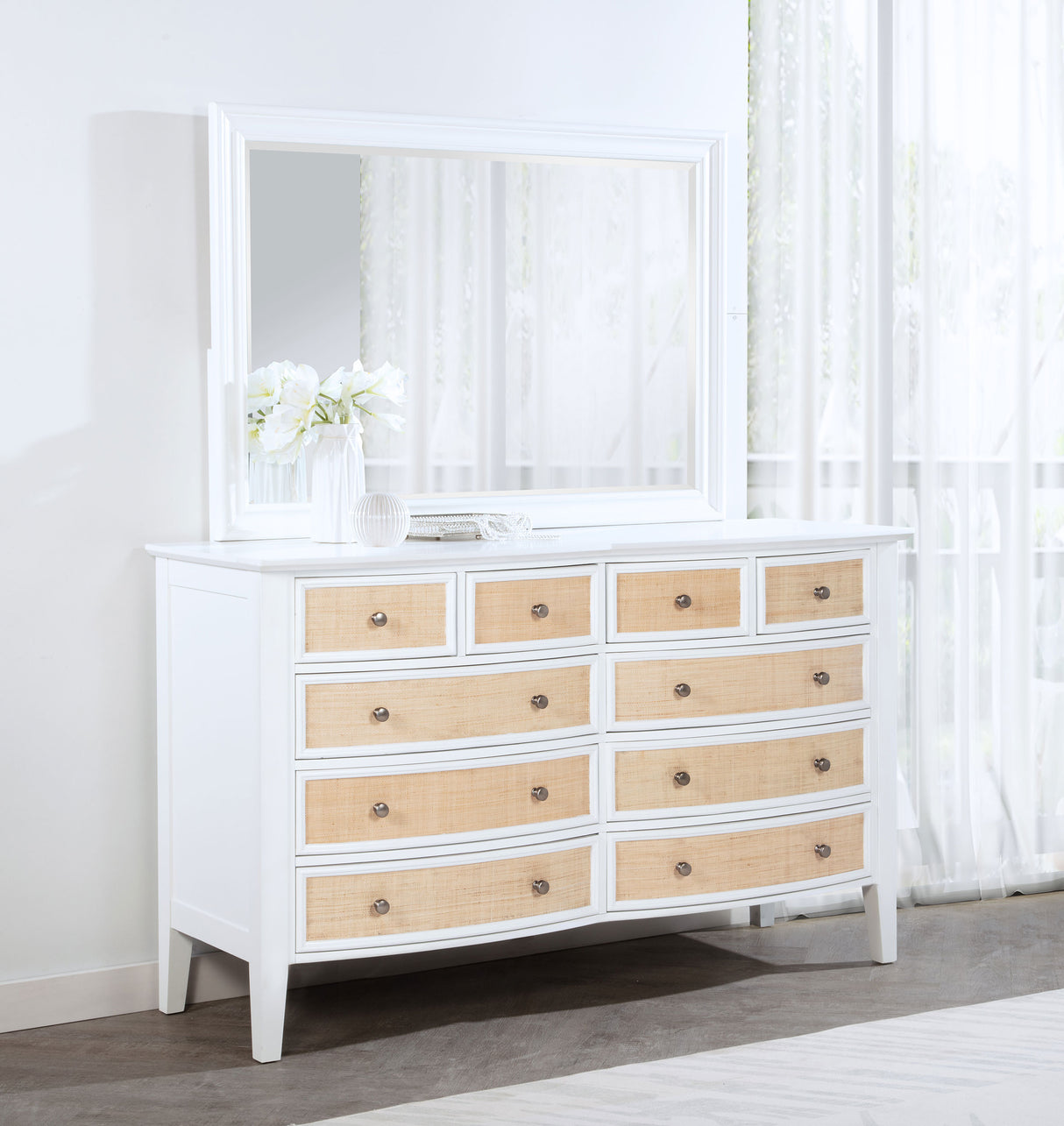 Bexhill 10-drawer Dresser and Mirror White - Home Elegance USA