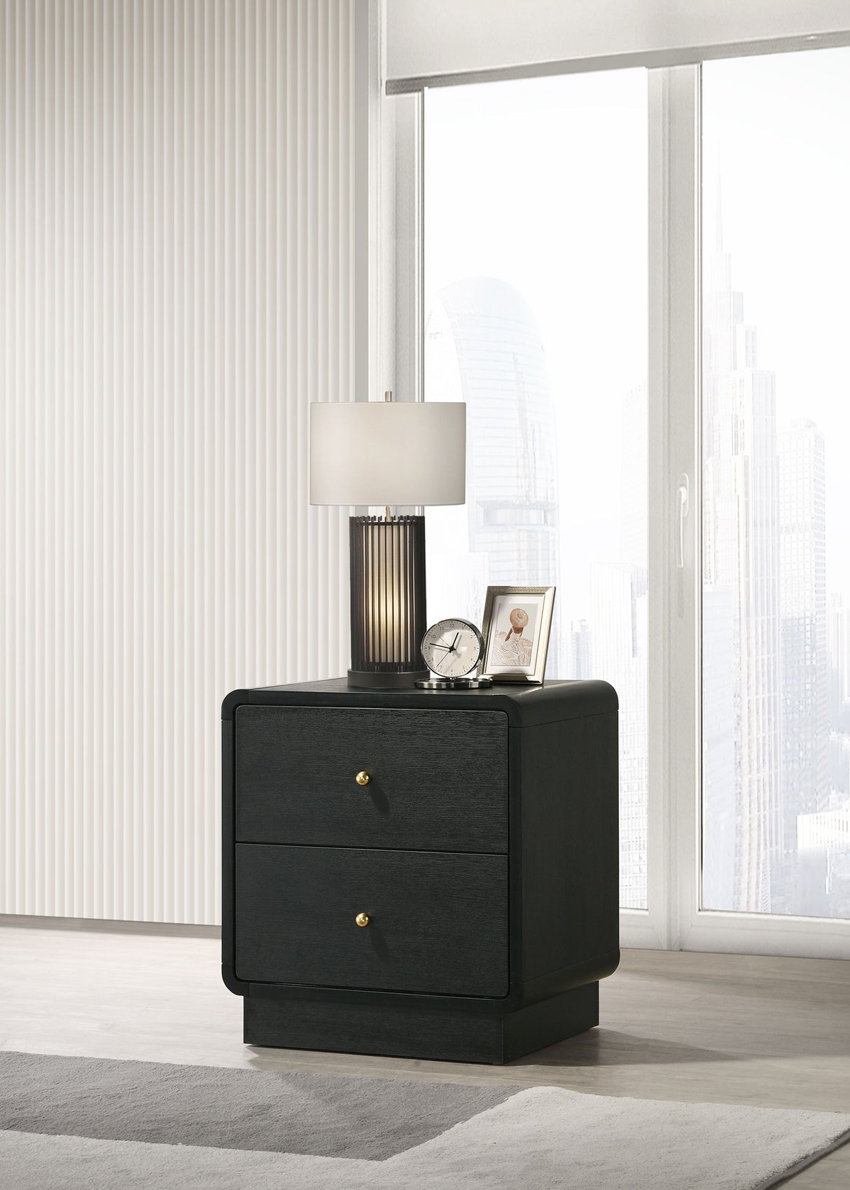 Cavelle 2-drawer Nightstand Bedside Table Black - Home Elegance USA