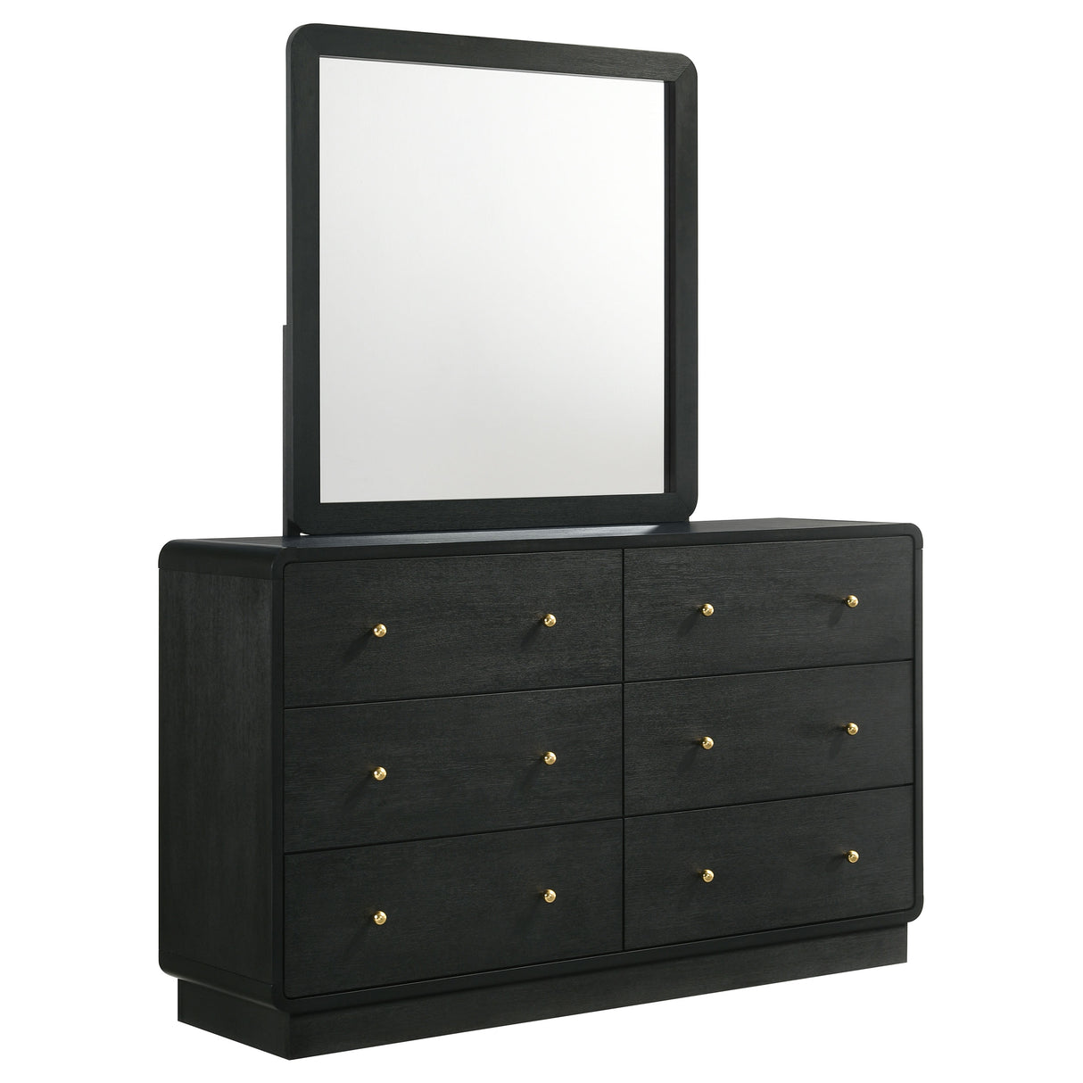 Cavelle 6-drawer Dresser and Mirror Black - Home Elegance USA