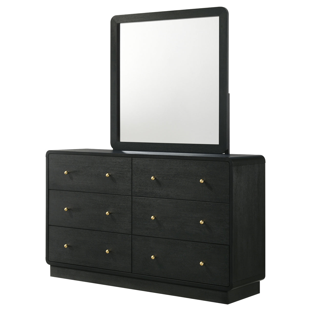 Cavelle 6-drawer Dresser and Mirror Black - Home Elegance USA