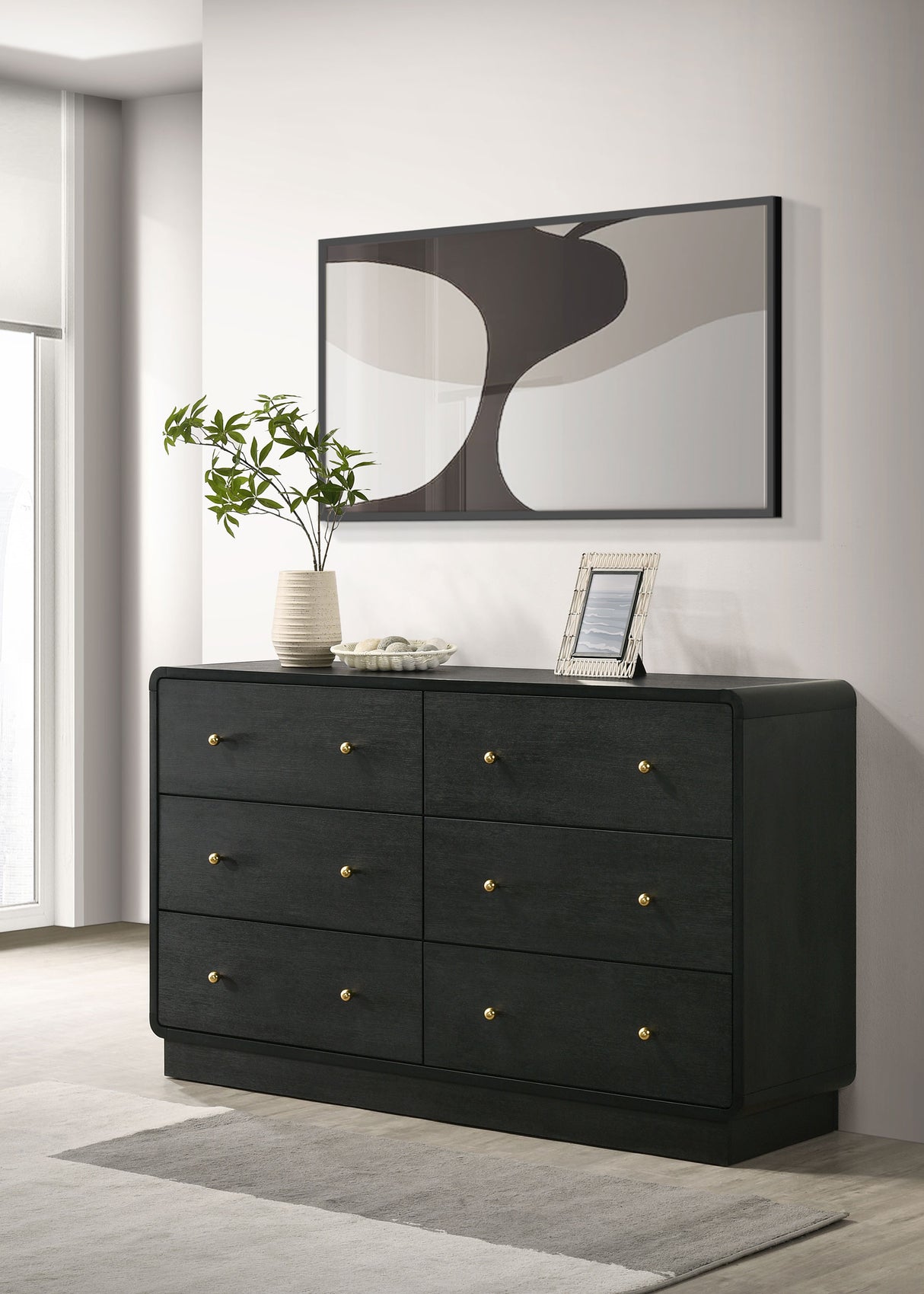 Cavelle 6-drawer Dresser Cabinet Black - Home Elegance USA