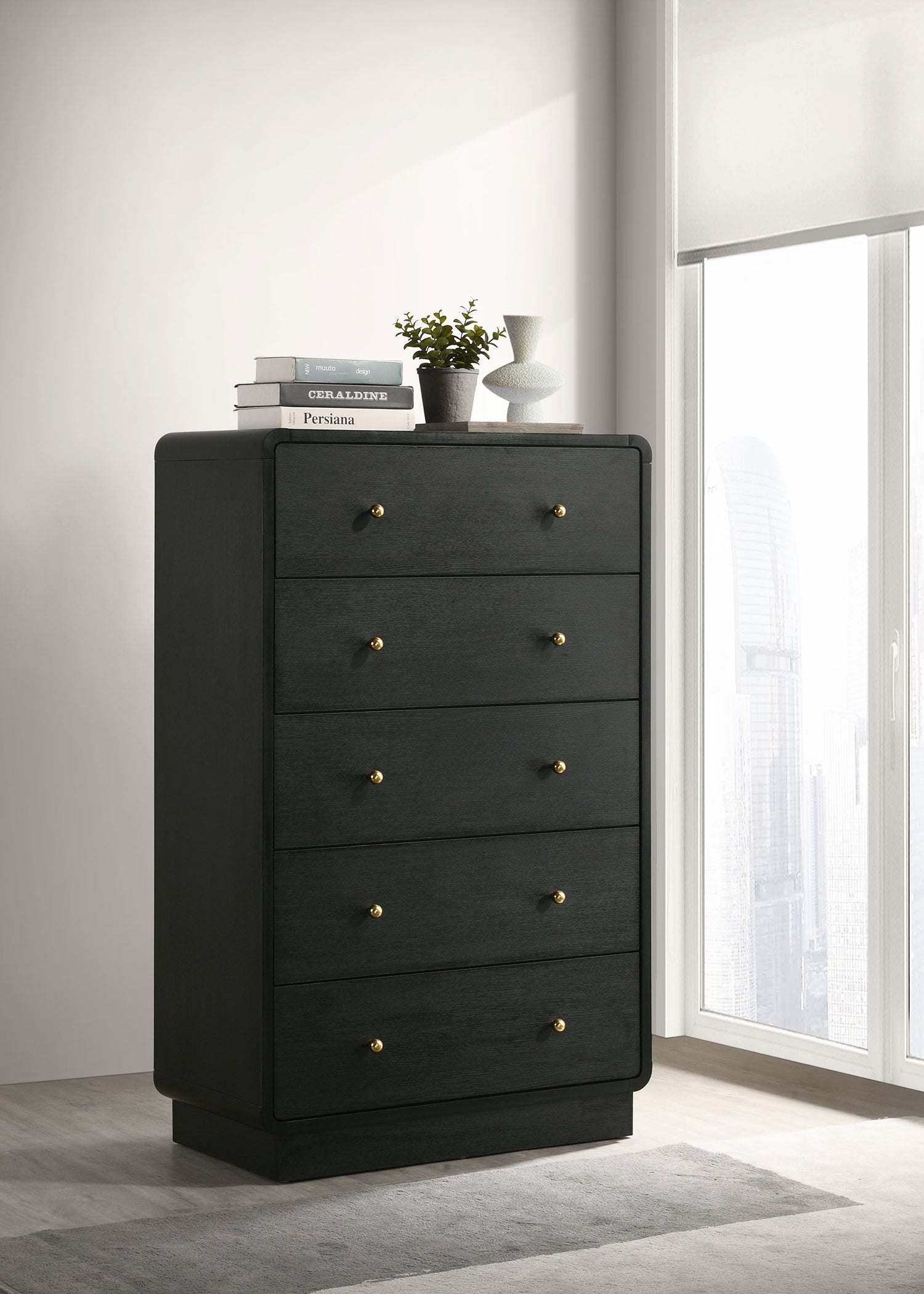 Cavelle 5-drawer Chest of Drawers Black - Home Elegance USA