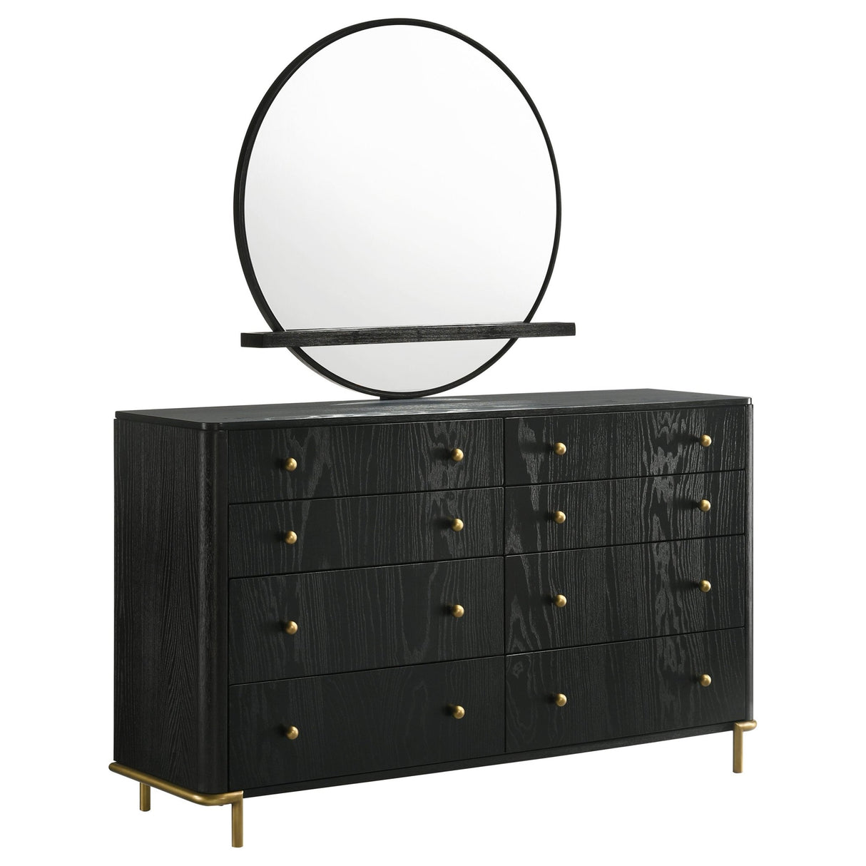 Arini 8 - drawer Bedroom Dresser with Mirror Black | Coaster | Home Elegance USA