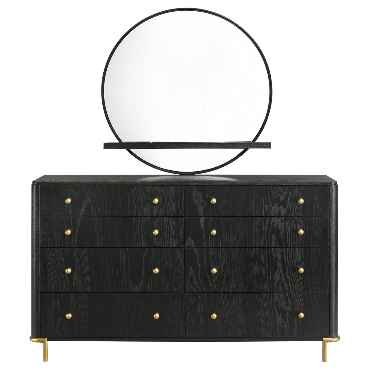 Arini 8 - drawer Bedroom Dresser with Mirror Black | Coaster | Home Elegance USA