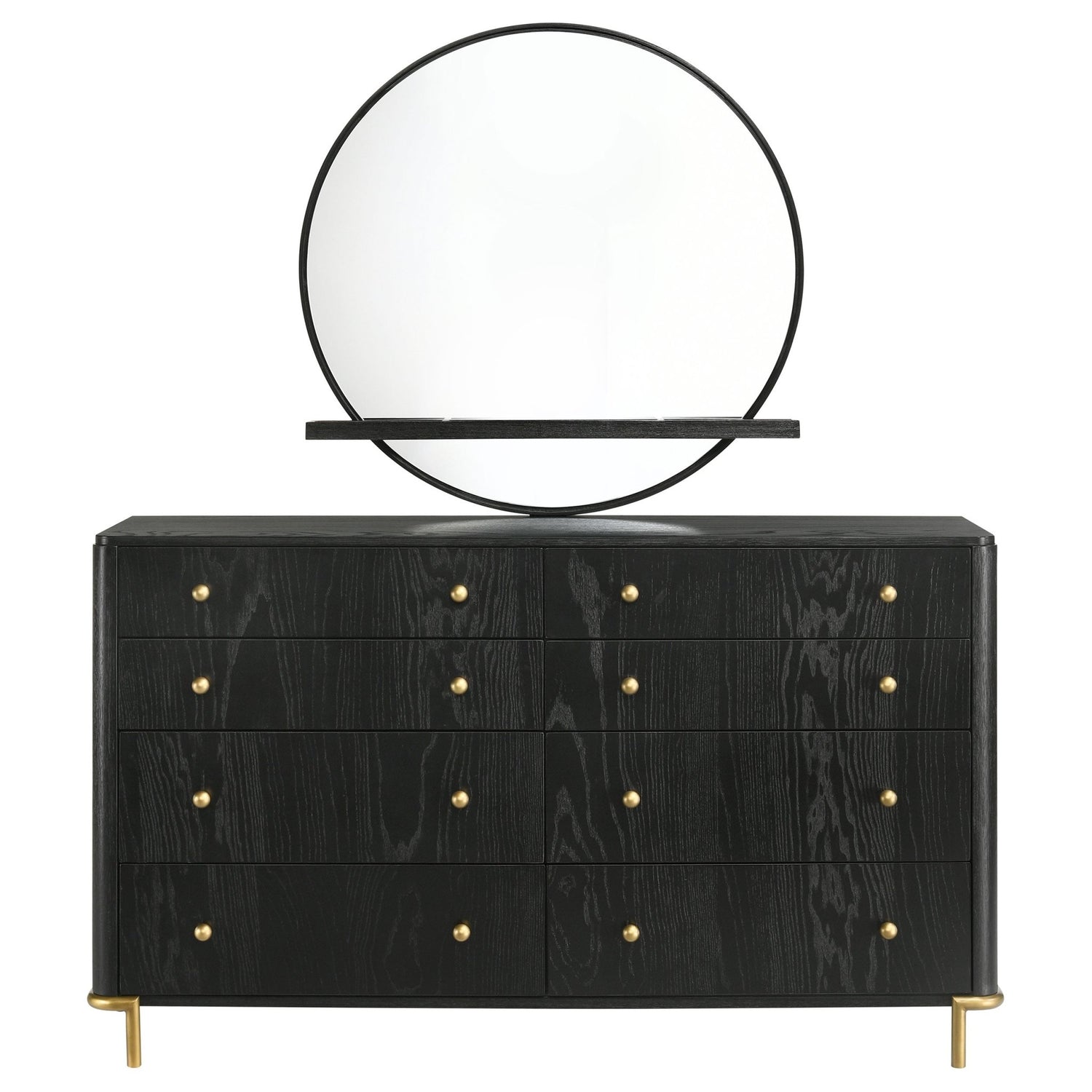 Arini 8 - drawer Bedroom Dresser with Mirror Black | Coaster | Home Elegance USA