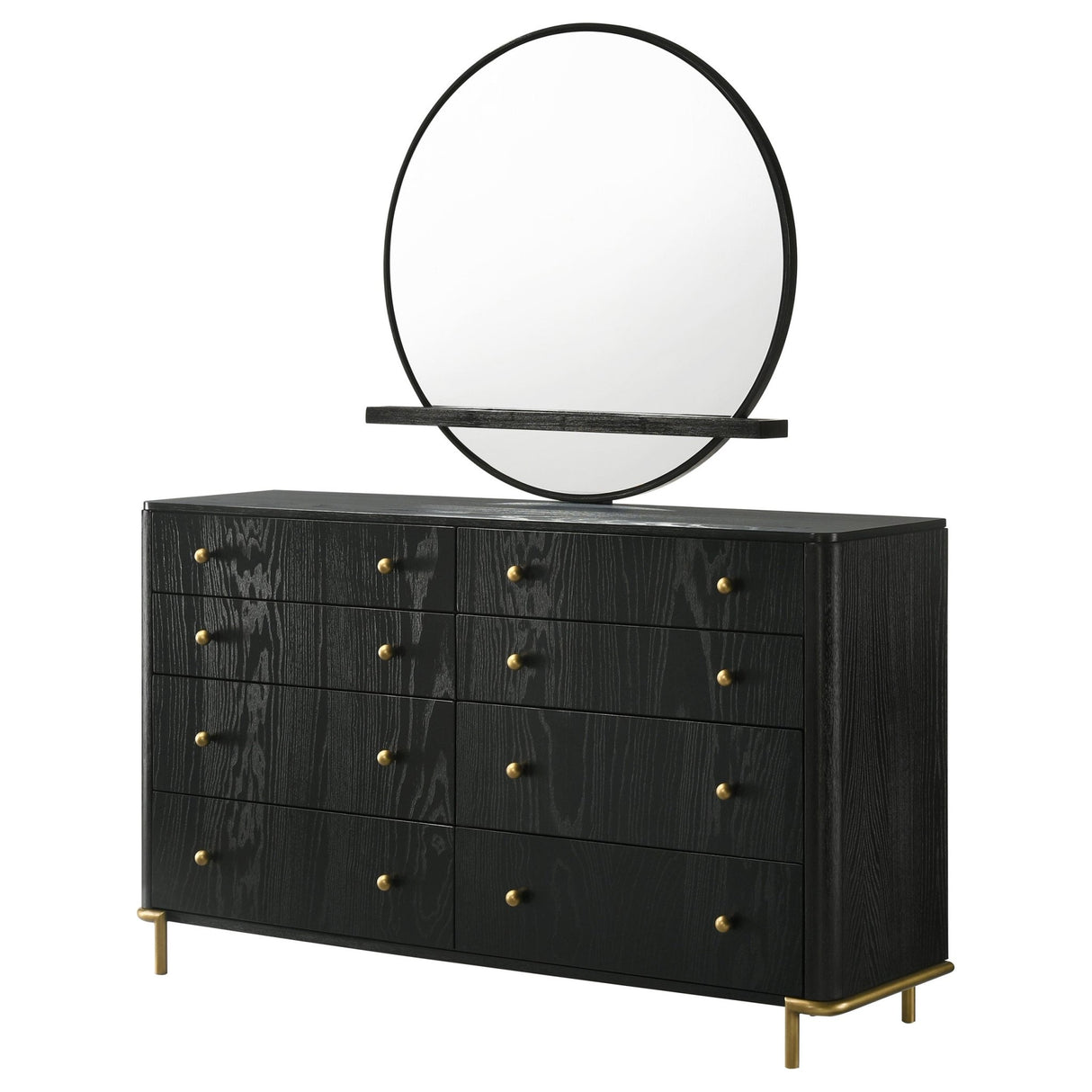 Arini 8 - drawer Bedroom Dresser with Mirror Black | Coaster | Home Elegance USA