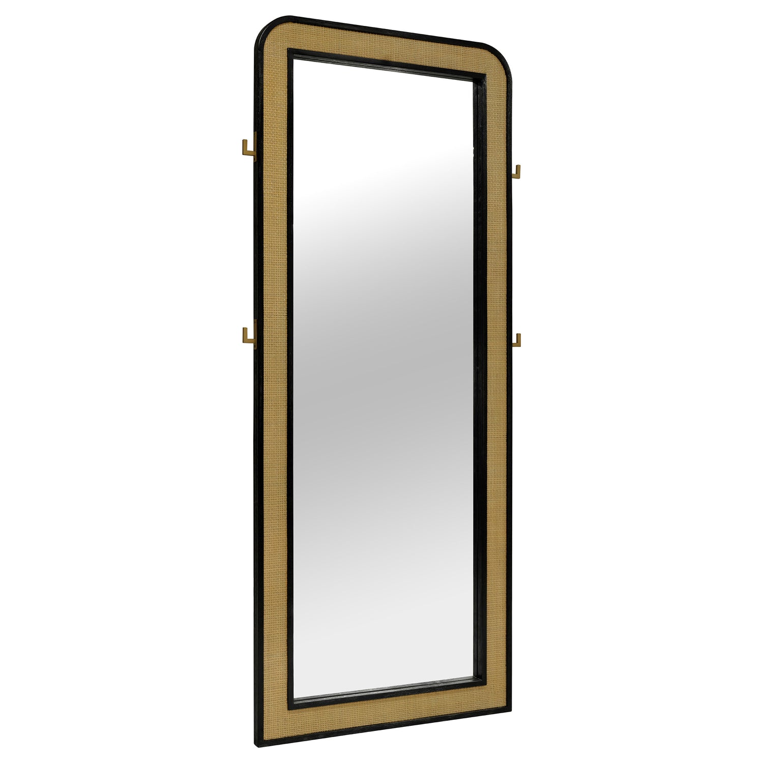 Arini Cane Weave Full Length Standing Floor Mirror Black - Home Elegance USA