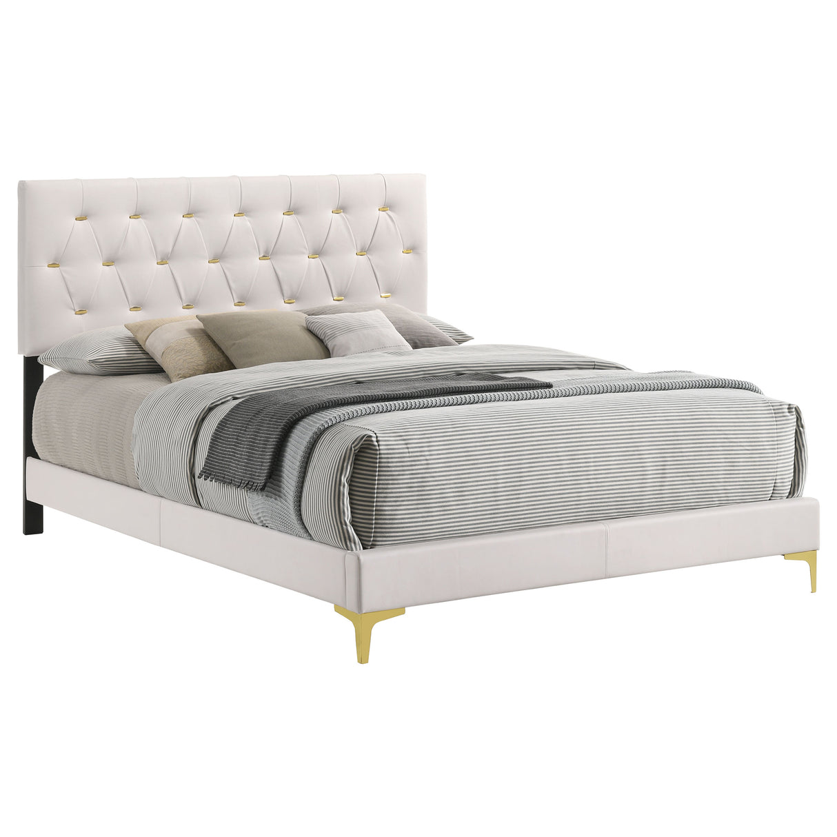 Kendall Upholstered Queen Panel Bed White -  Coaster Furniture
