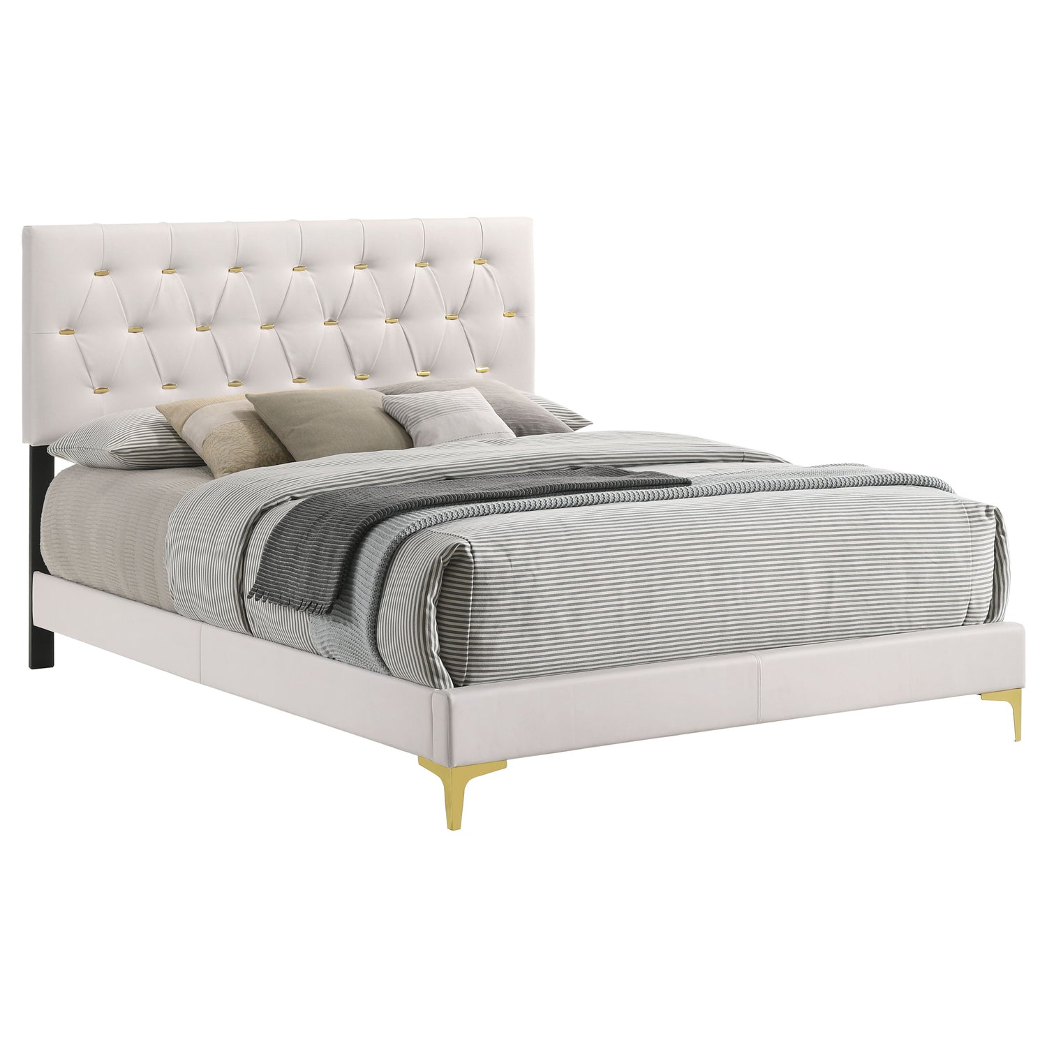Kendall Upholstered Queen Panel Bed White -  Coaster Furniture