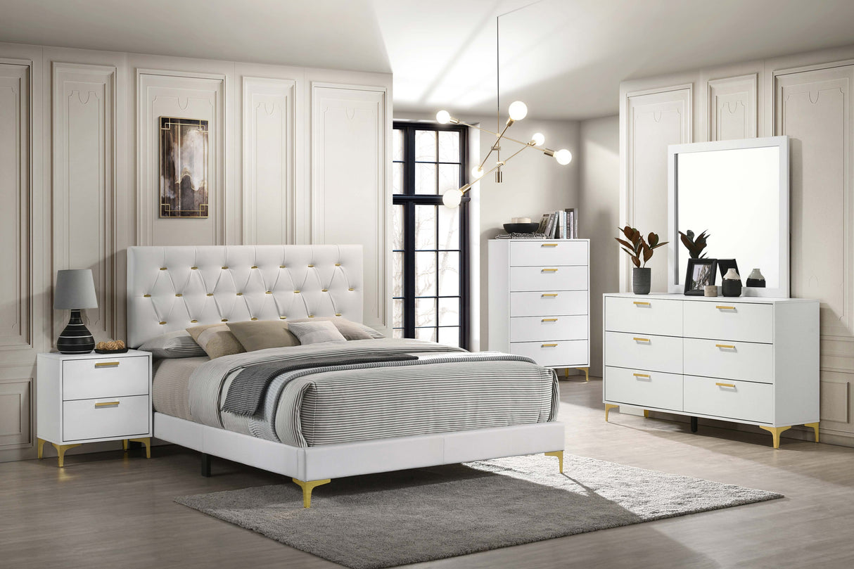 Kendall Upholstered Queen Panel Bed White -  Coaster Furniture