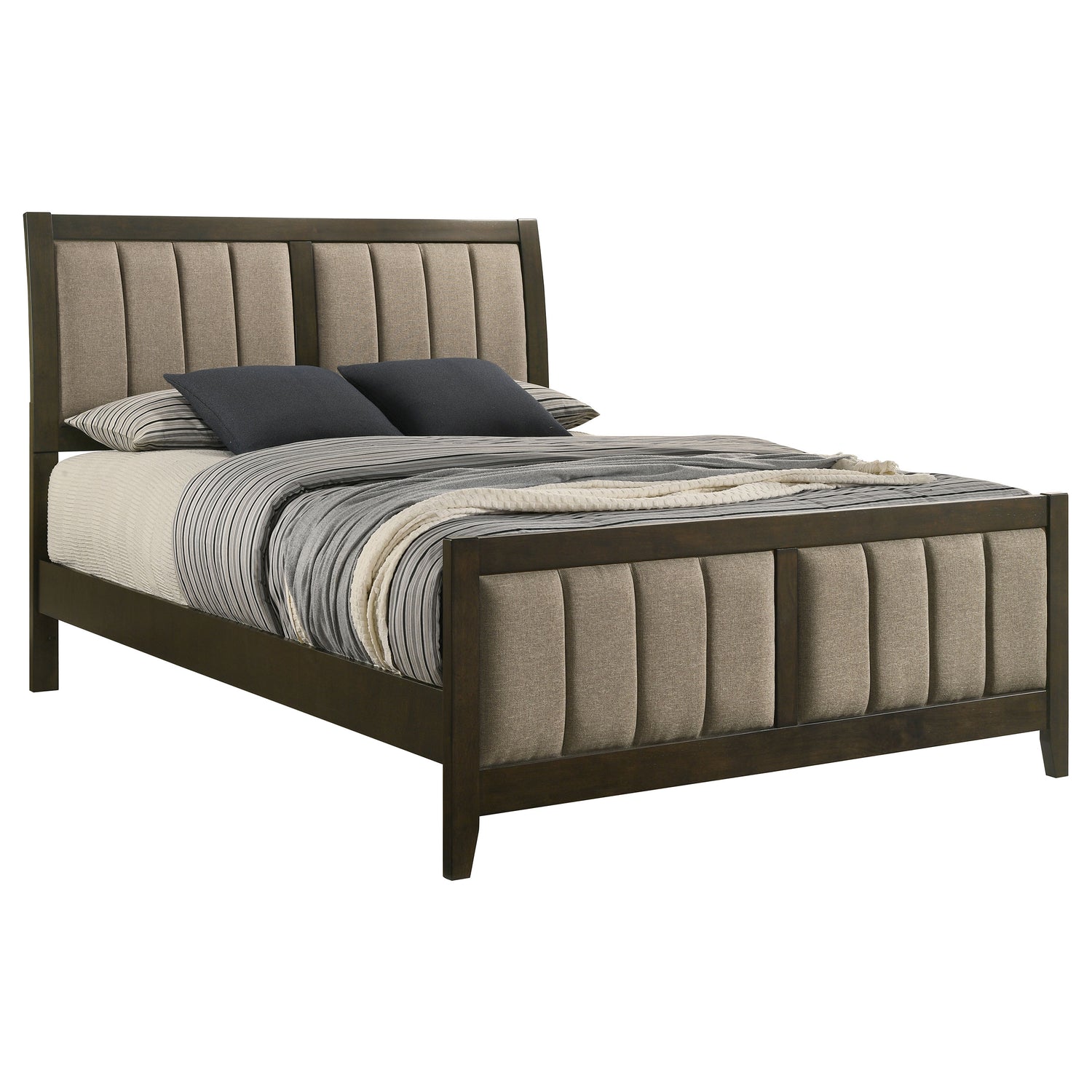 Wilkes 51-inch Upholstered Queen Bed Dark Cocoa -  Coaster Furniture