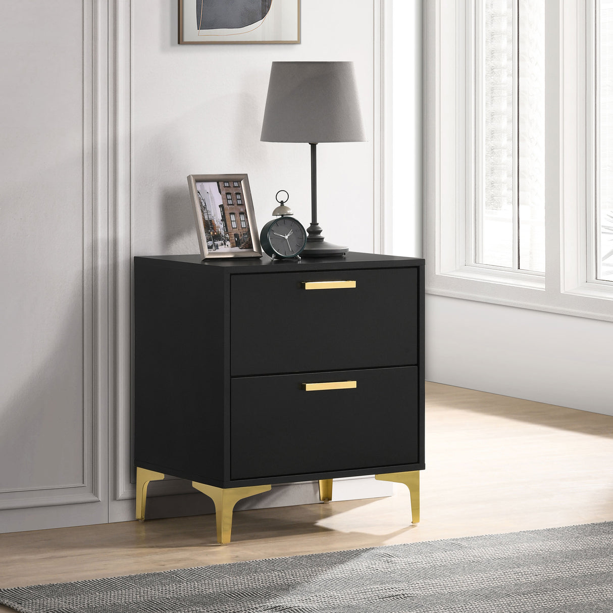 Kendall 2-drawer Nightstand Black - Home Elegance USA