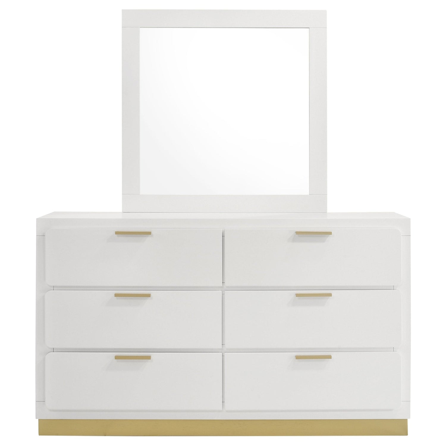 Caraway 6 - drawer Bedroom Dresser with Mirror White | Coaster | Home Elegance USA
