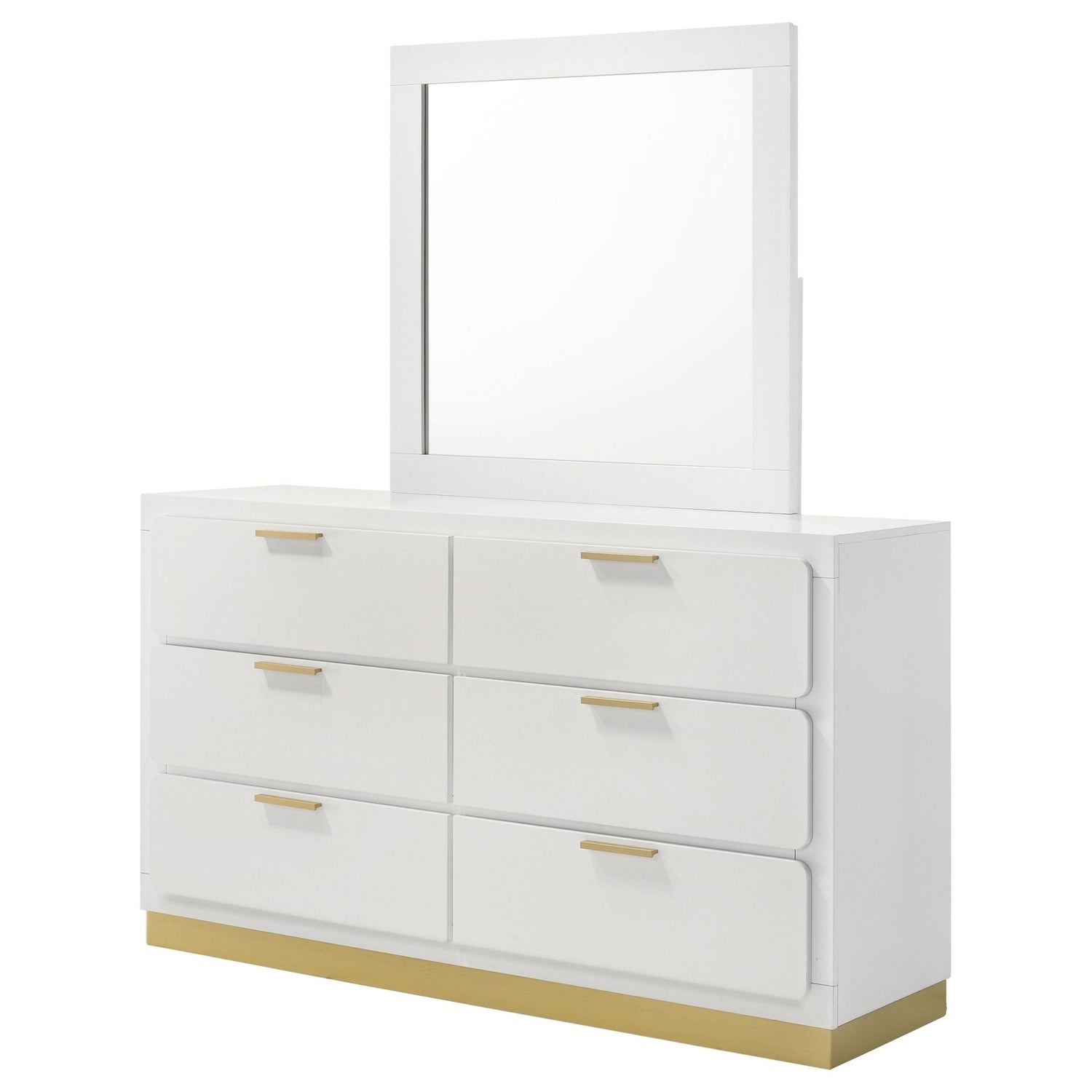 Caraway 6 - drawer Bedroom Dresser with Mirror White | Coaster | Home Elegance USA