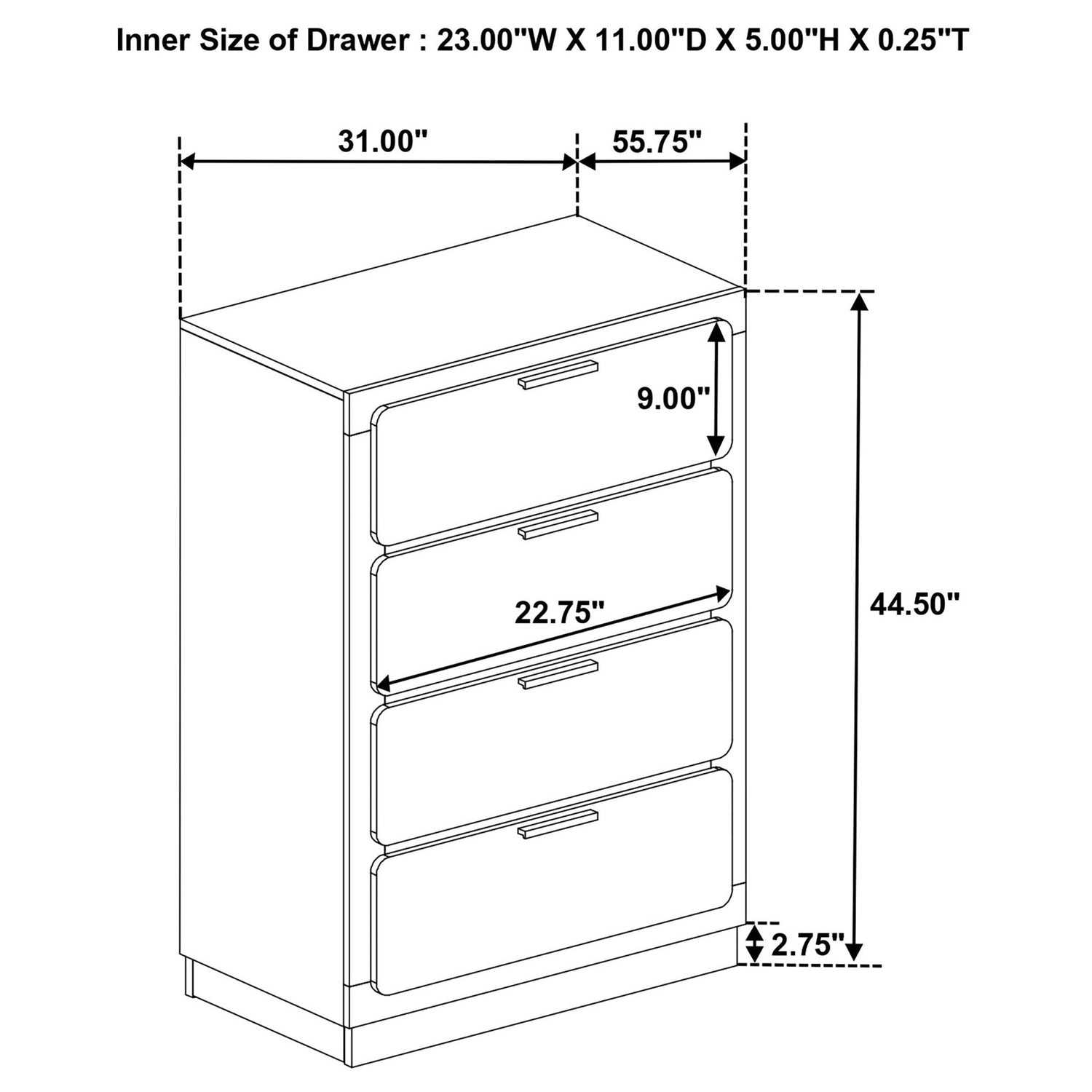 Caraway 4 - drawer Bedroom Chest White | Coaster | Home Elegance USA