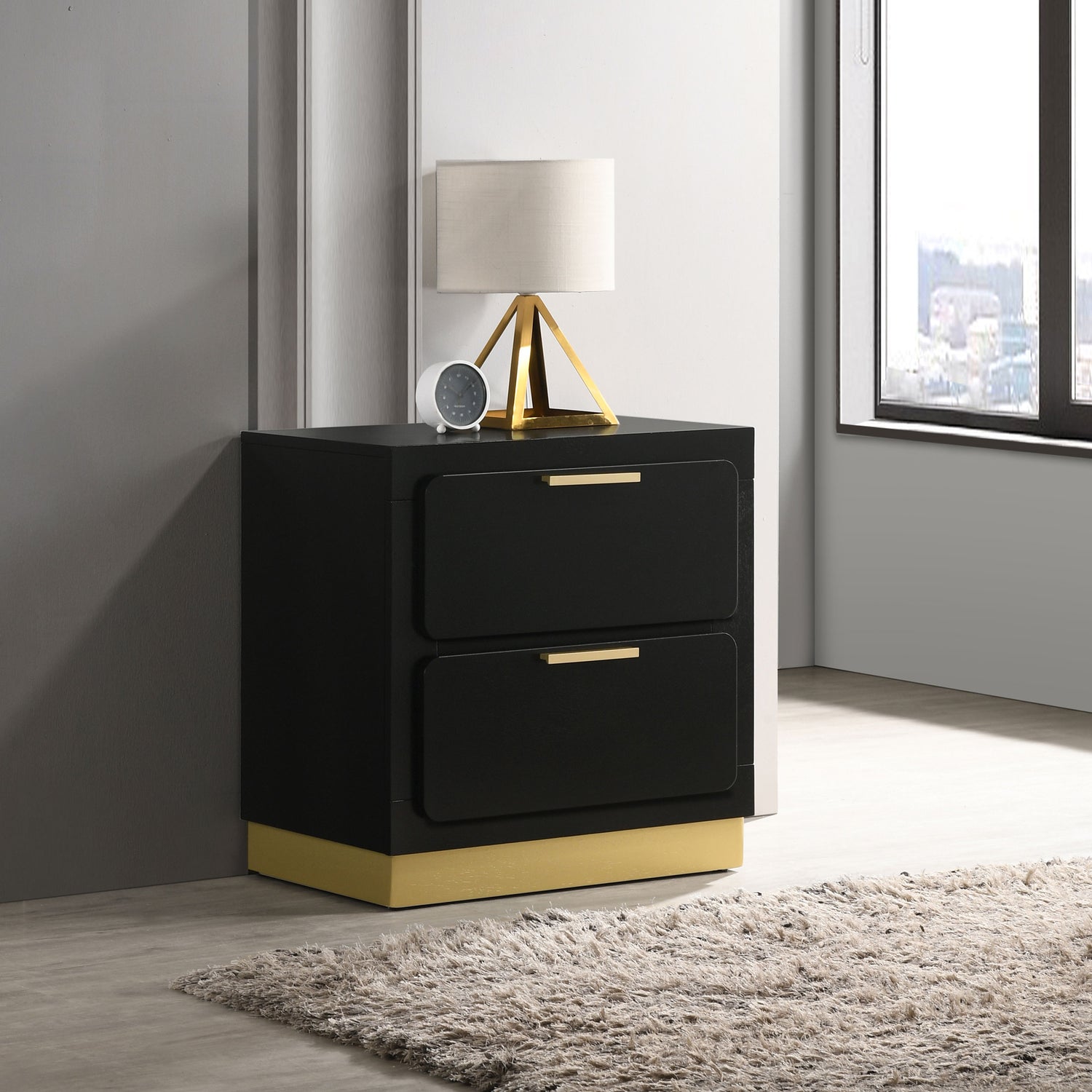 Caraway 2-drawer Nightstand Black - Home Elegance USA