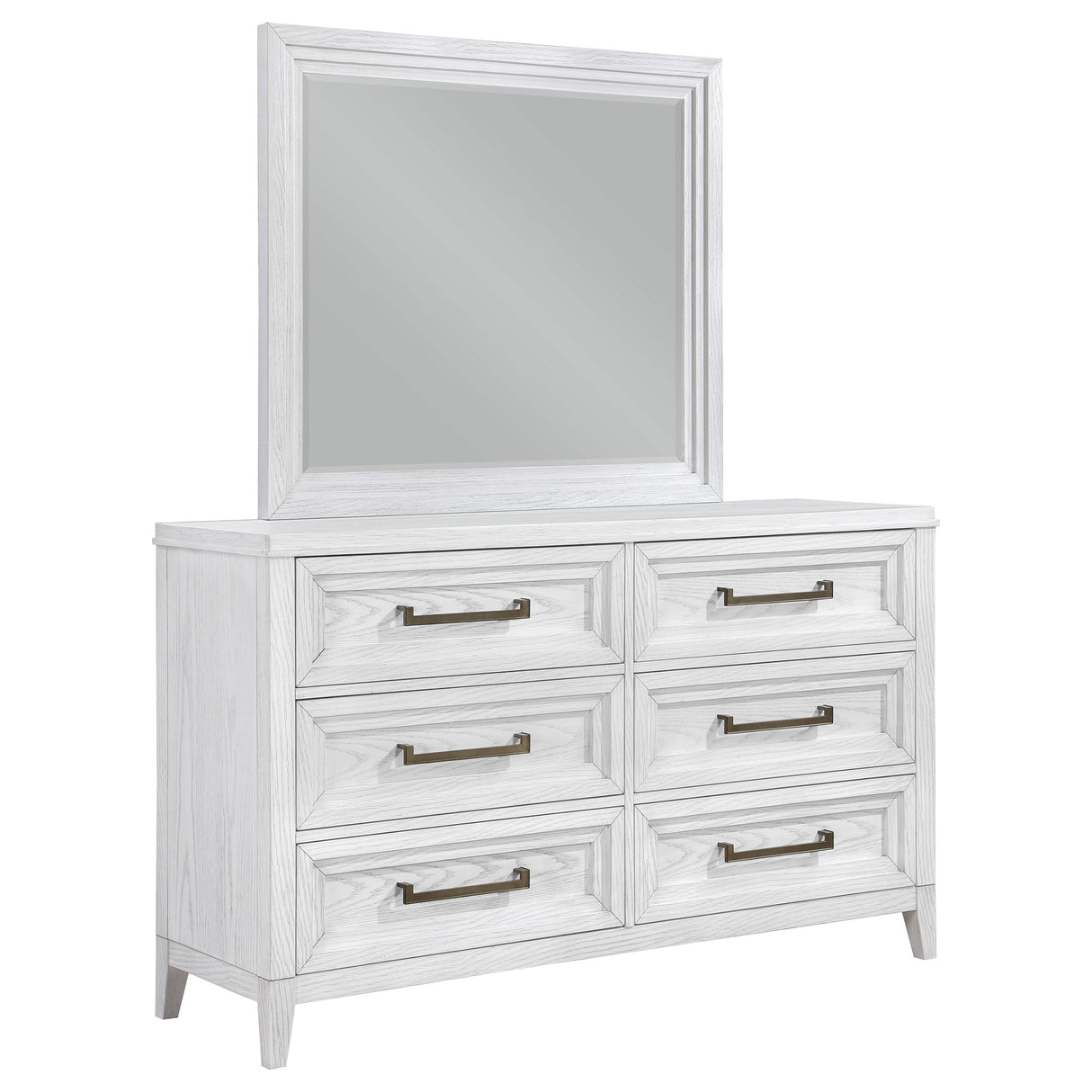 Marielle 6-drawer Dresser with Mirror Distressed White - Home Elegance USA