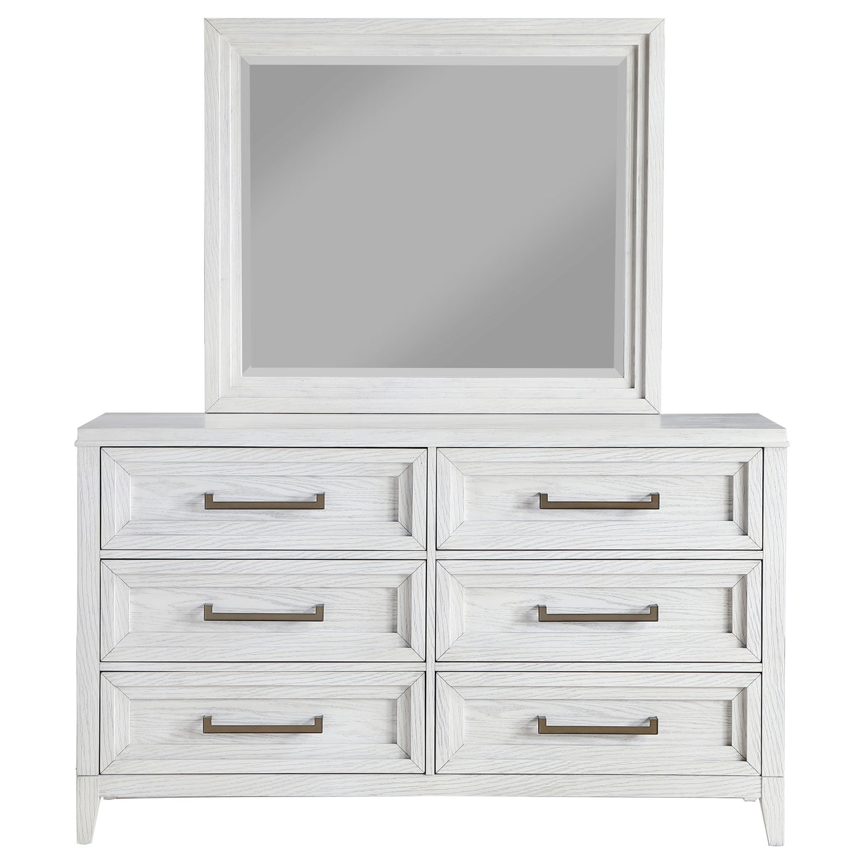 Marielle 6-drawer Dresser with Mirror Distressed White - Home Elegance USA