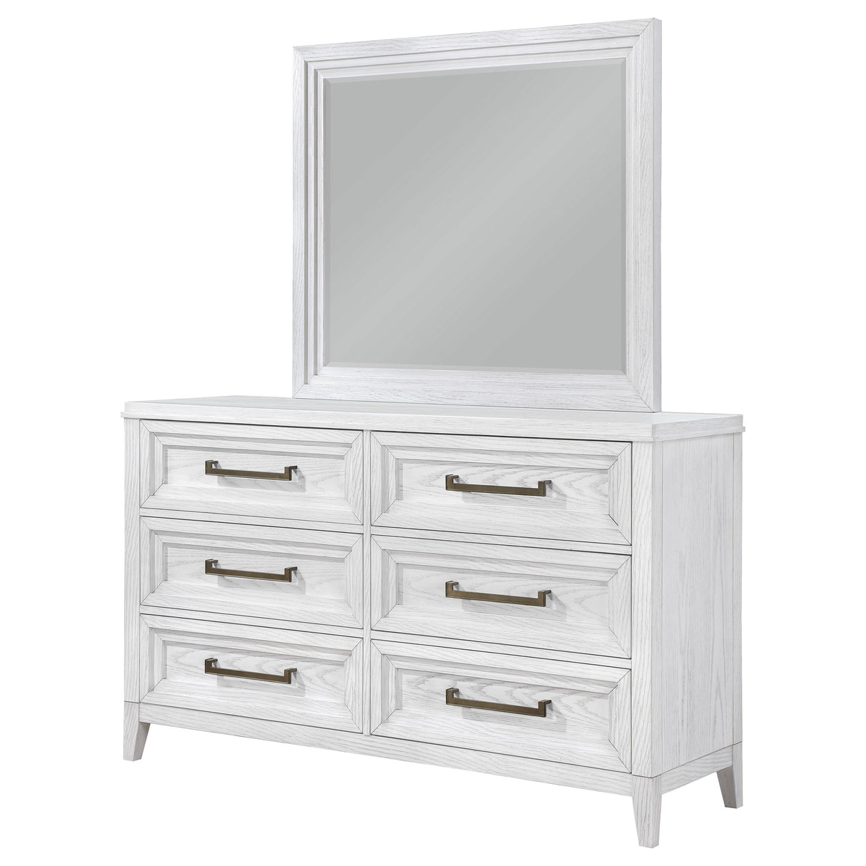Marielle 6-drawer Dresser with Mirror Distressed White - Home Elegance USA