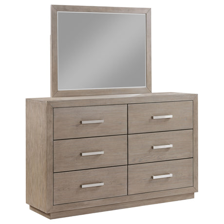 Kenora 6-drawer Dresser and Mirror Barley Brown - Home Elegance USA