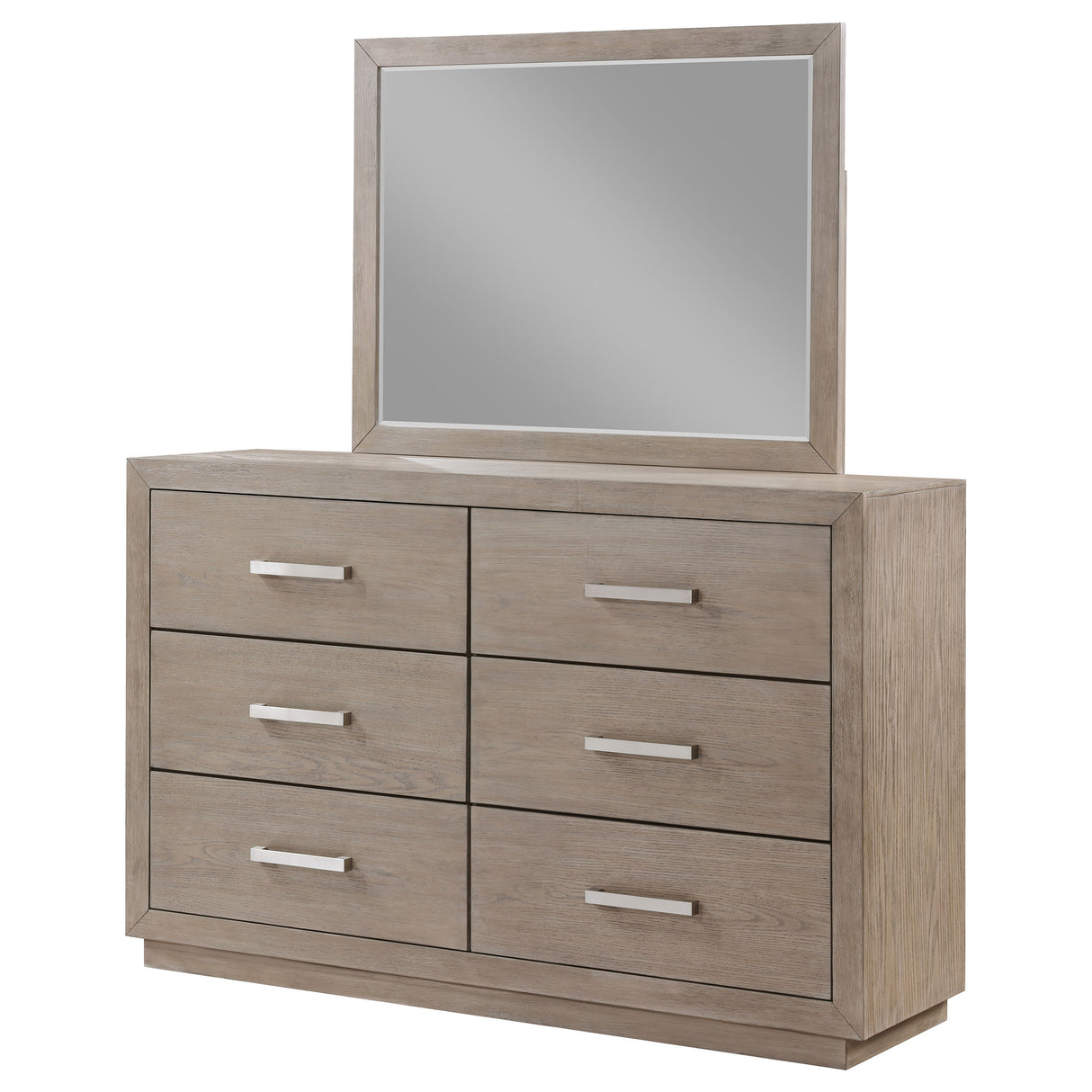 Kenora 6-drawer Dresser and Mirror Barley Brown - Home Elegance USA