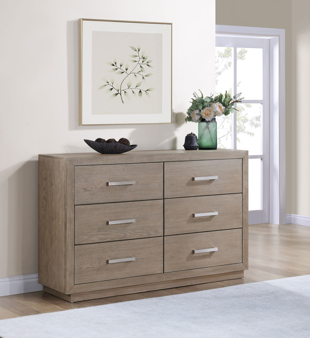 Kenora 6-drawer Dresser Barley Brown - Home Elegance USA