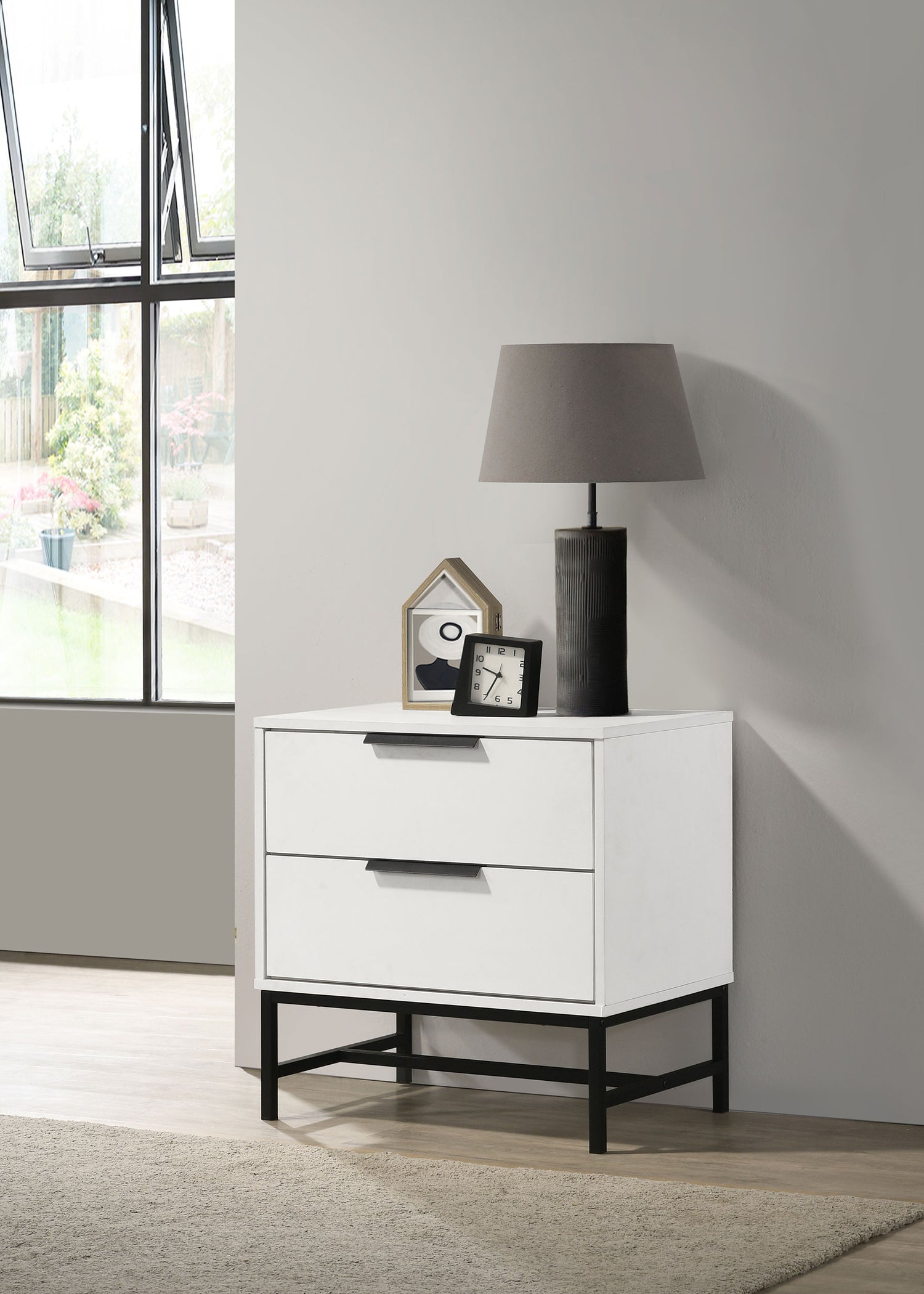 Sonora 2-drawer Nightstand Bedside Table White - Home Elegance USA