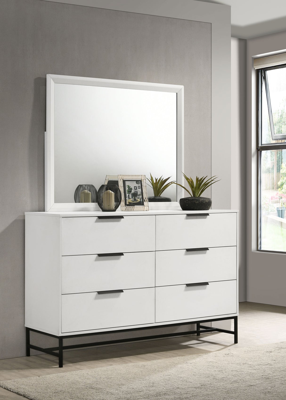 Sonora 6-drawer Dresser with Mirror White - Home Elegance USA