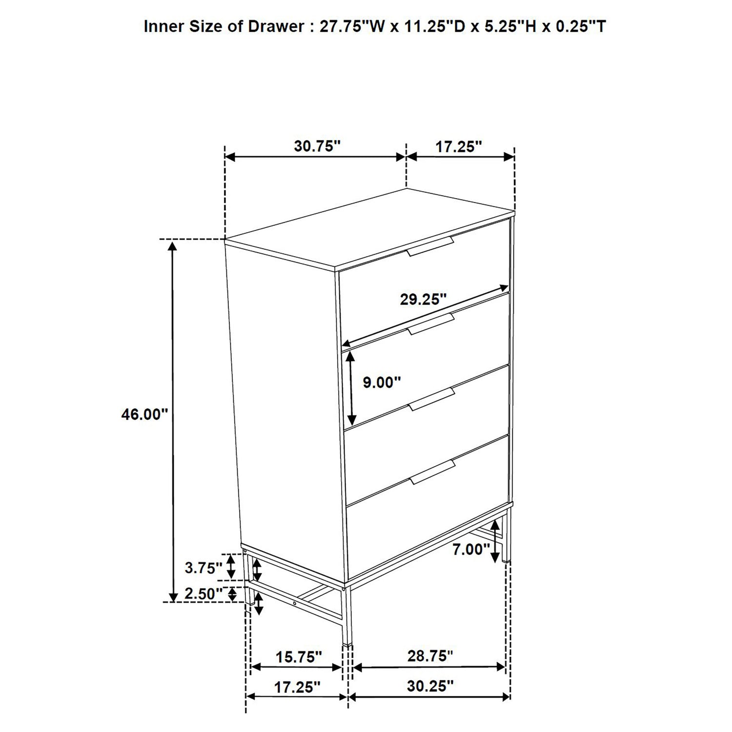 Sonora 4-drawer Bedroom Chest White - Home Elegance USA