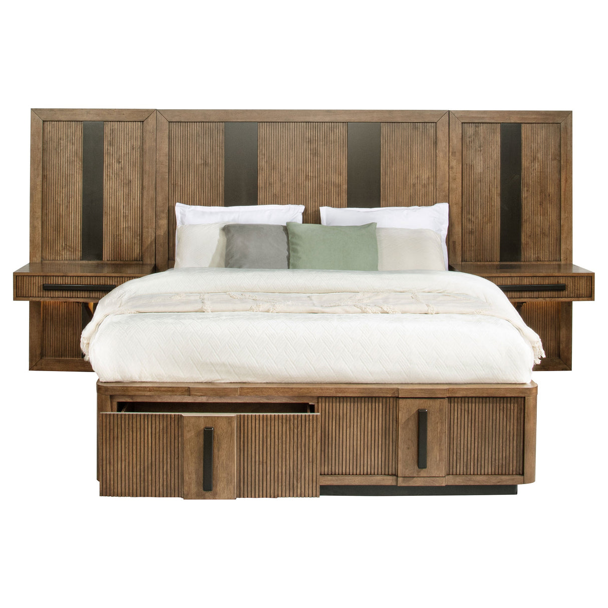 Terrace California King Wall Panel Storage Bed Ash Brown - sold by Home Elegance USA