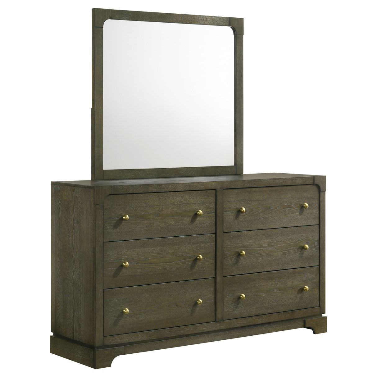 Gran Park 6-drawer Dresser and Mirror Dark Cocoa - Home Elegance USA
