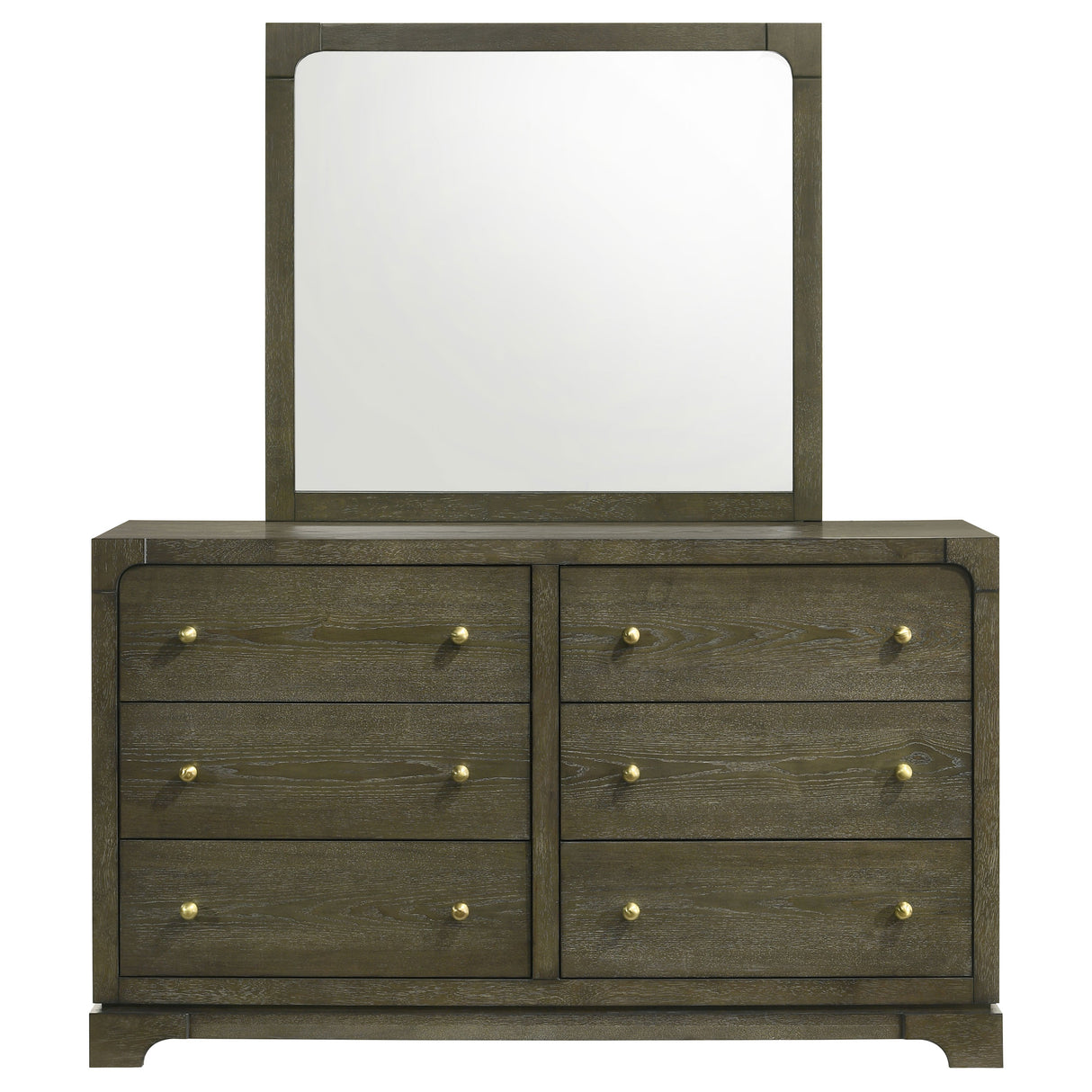 Gran Park 6-drawer Dresser and Mirror Dark Cocoa - Home Elegance USA