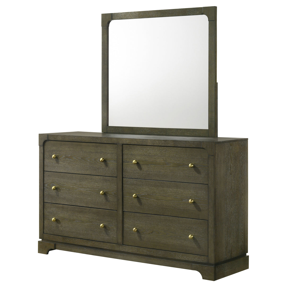 Gran Park 6-drawer Dresser and Mirror Dark Cocoa - Home Elegance USA