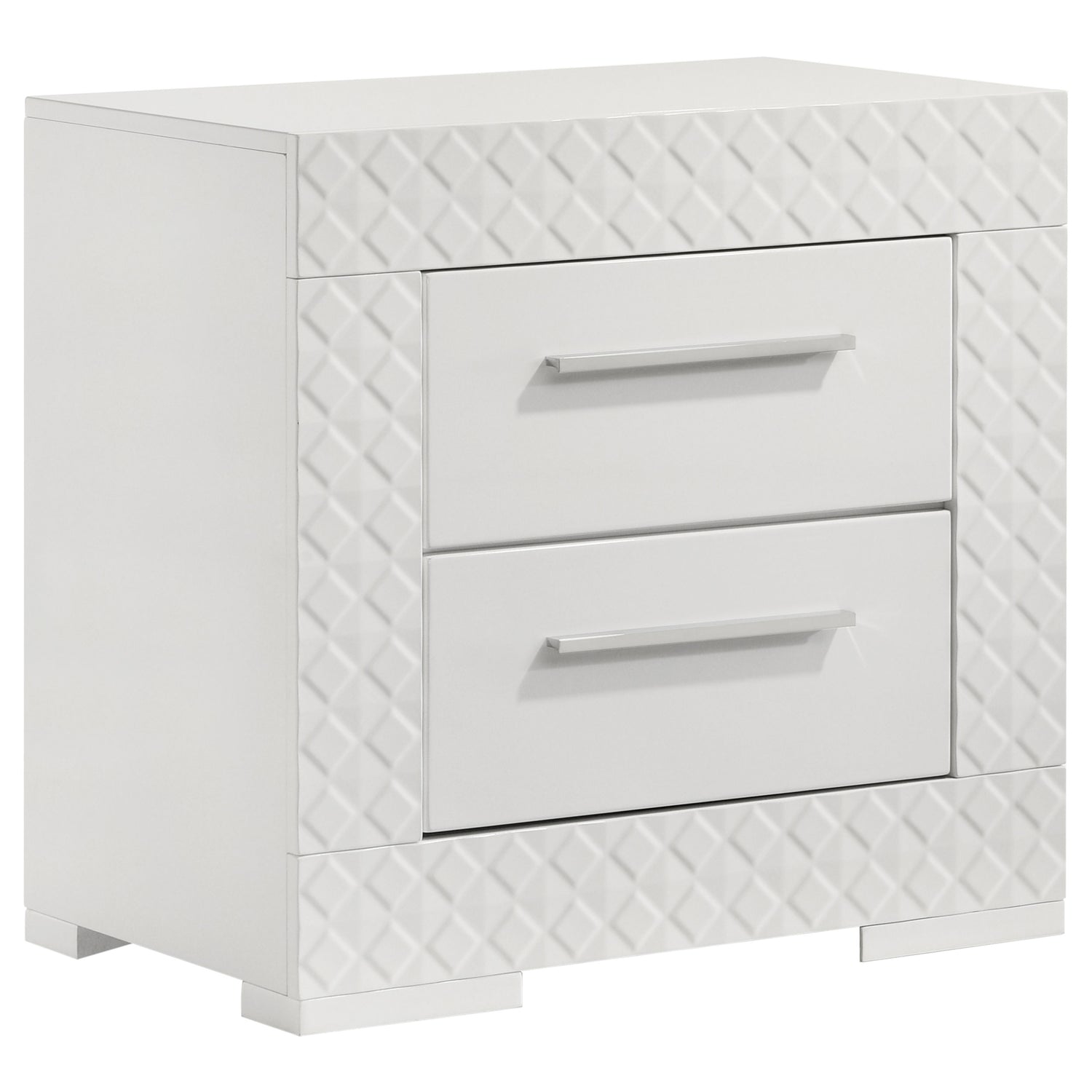 Ives 2-drawer Nightstand Bedside Table White High Gloss - Home Elegance USA
