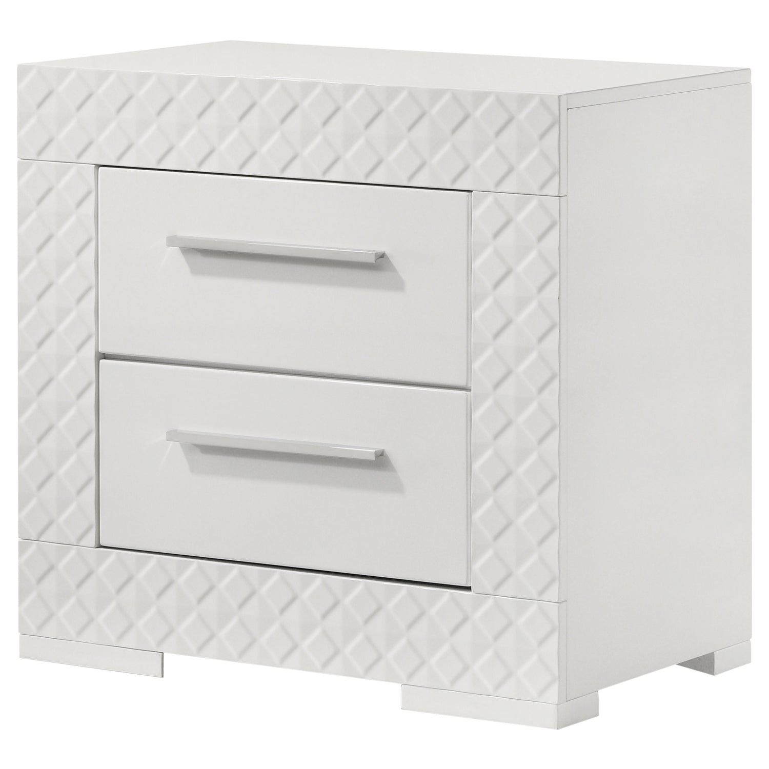 Ives 2-drawer Nightstand Bedside Table White High Gloss - Home Elegance USA