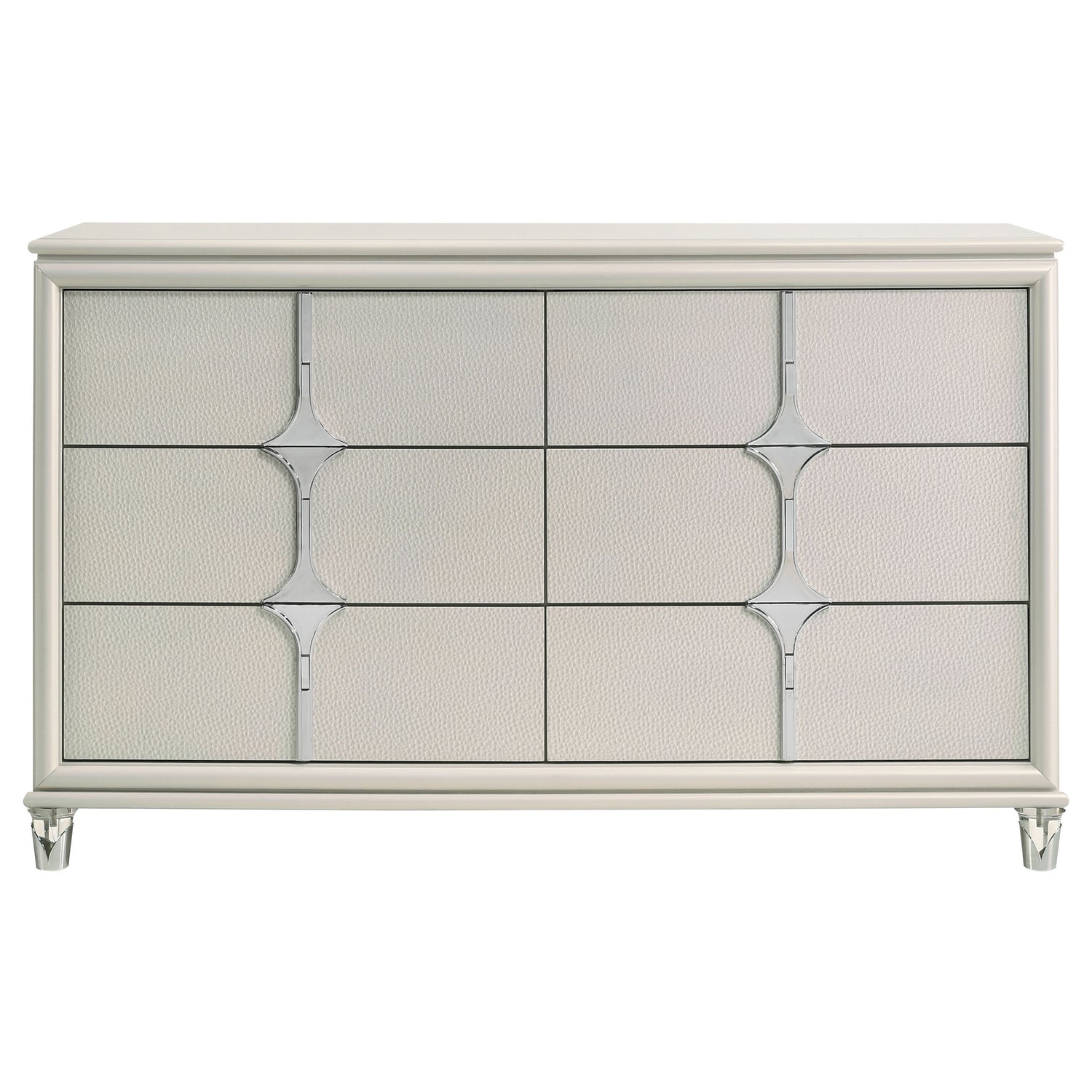 Olivia 6-drawer Dresser Cabinet Pearl White - Home Elegance USA