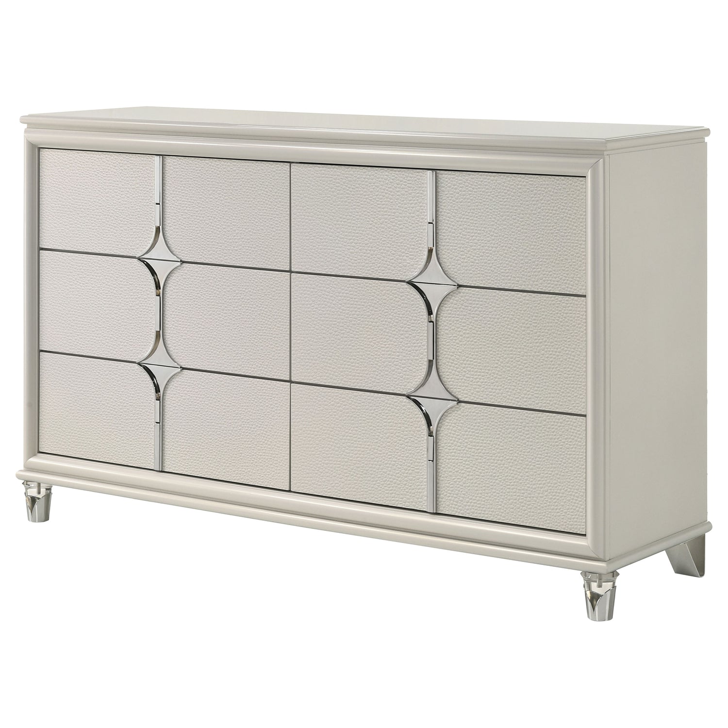 Olivia 6-drawer Dresser Cabinet Pearl White - Home Elegance USA