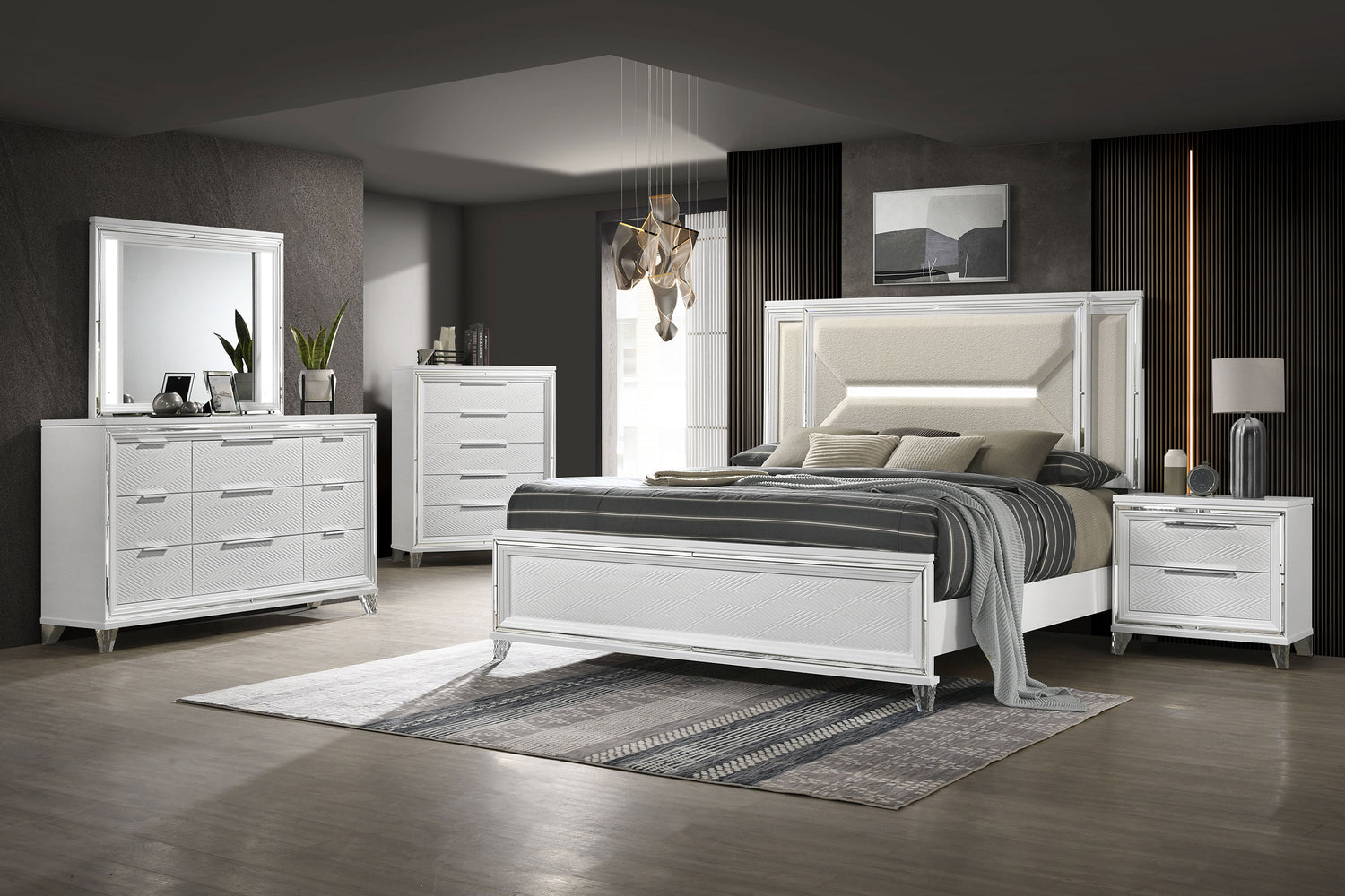 Marmore 2-drawer Nightstand Bedside Table White - Home Elegance USA