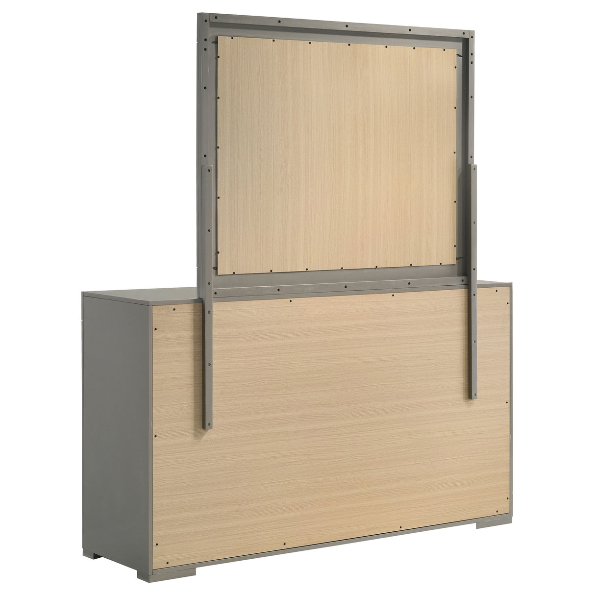 Ives 6-drawer Dresser and Mirror Grey High Gloss - Home Elegance USA