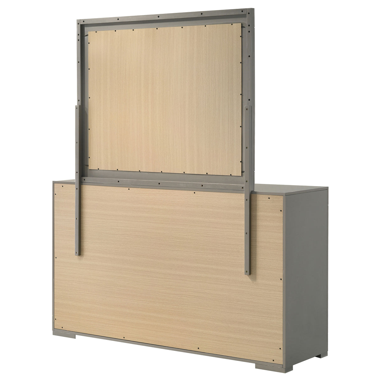 Ives 6-drawer Dresser and Mirror Grey High Gloss - Home Elegance USA