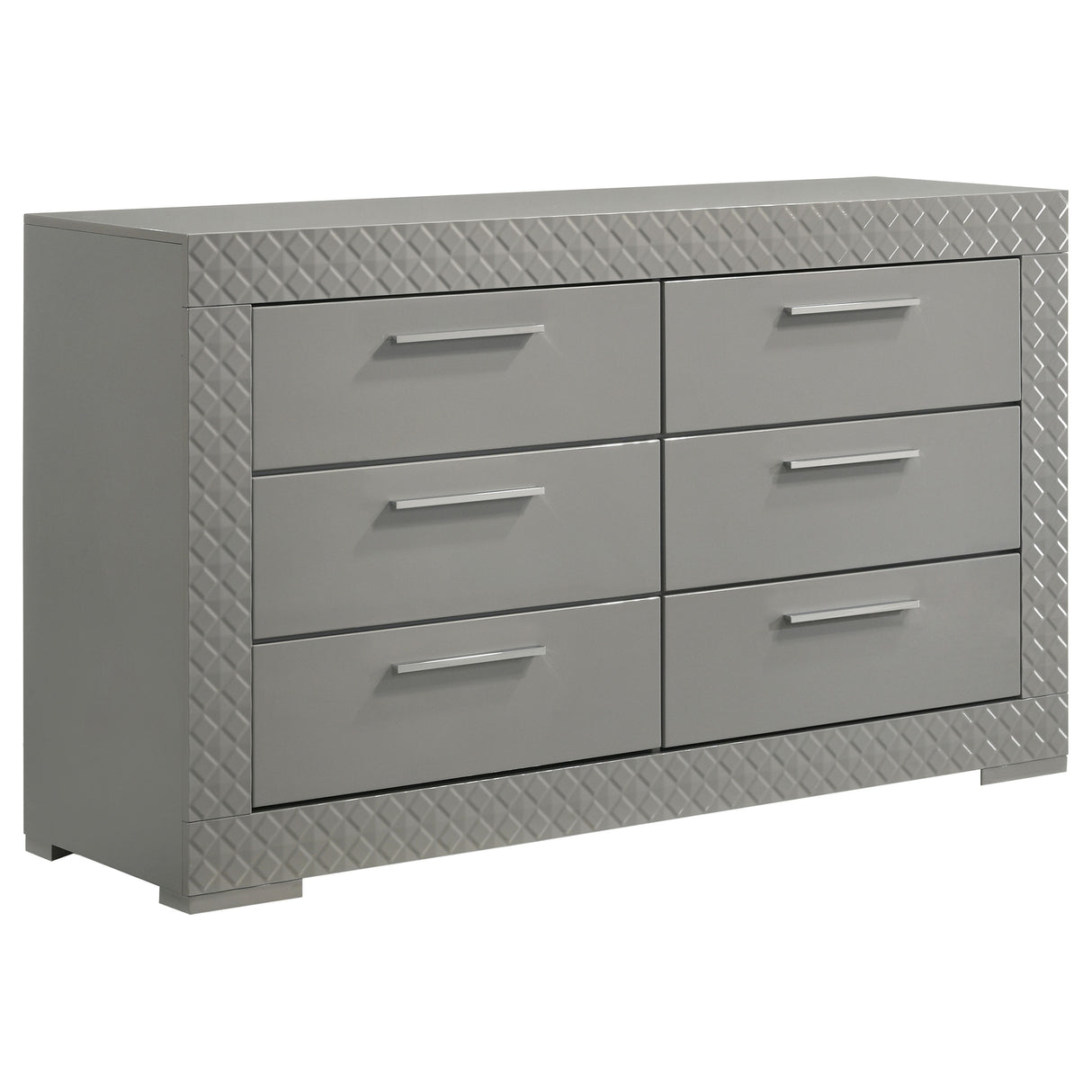 Ives 6-drawer Dresser Cabinet Grey High Gloss - Home Elegance USA