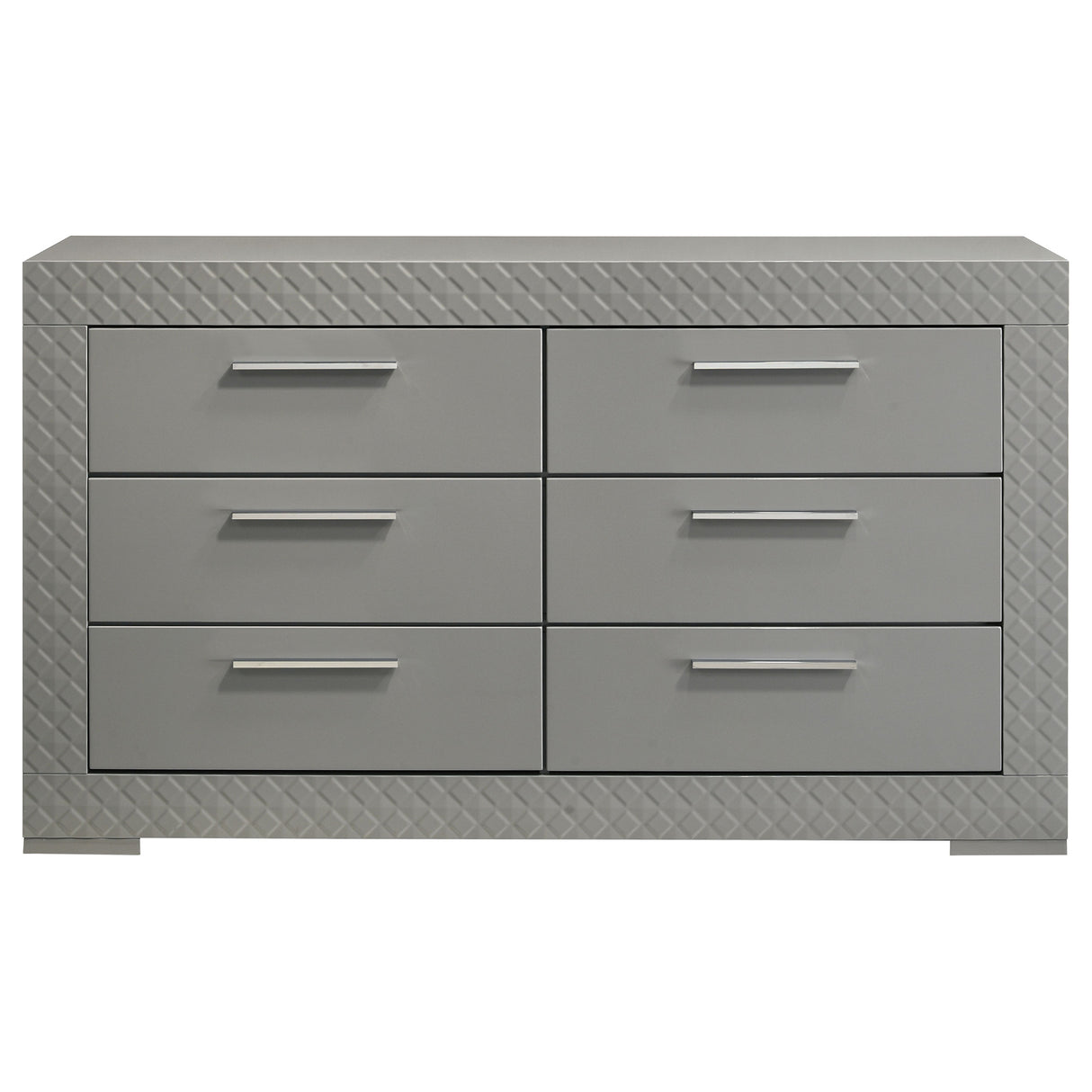 Ives 6-drawer Dresser Cabinet Grey High Gloss - Home Elegance USA