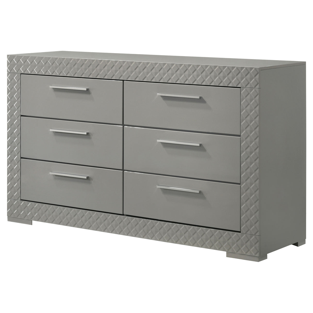 Ives 6-drawer Dresser Cabinet Grey High Gloss - Home Elegance USA