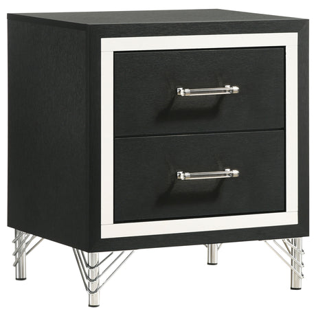 Lucia 2-drawer Nightstand Bedside Table Black - Home Elegance USA
