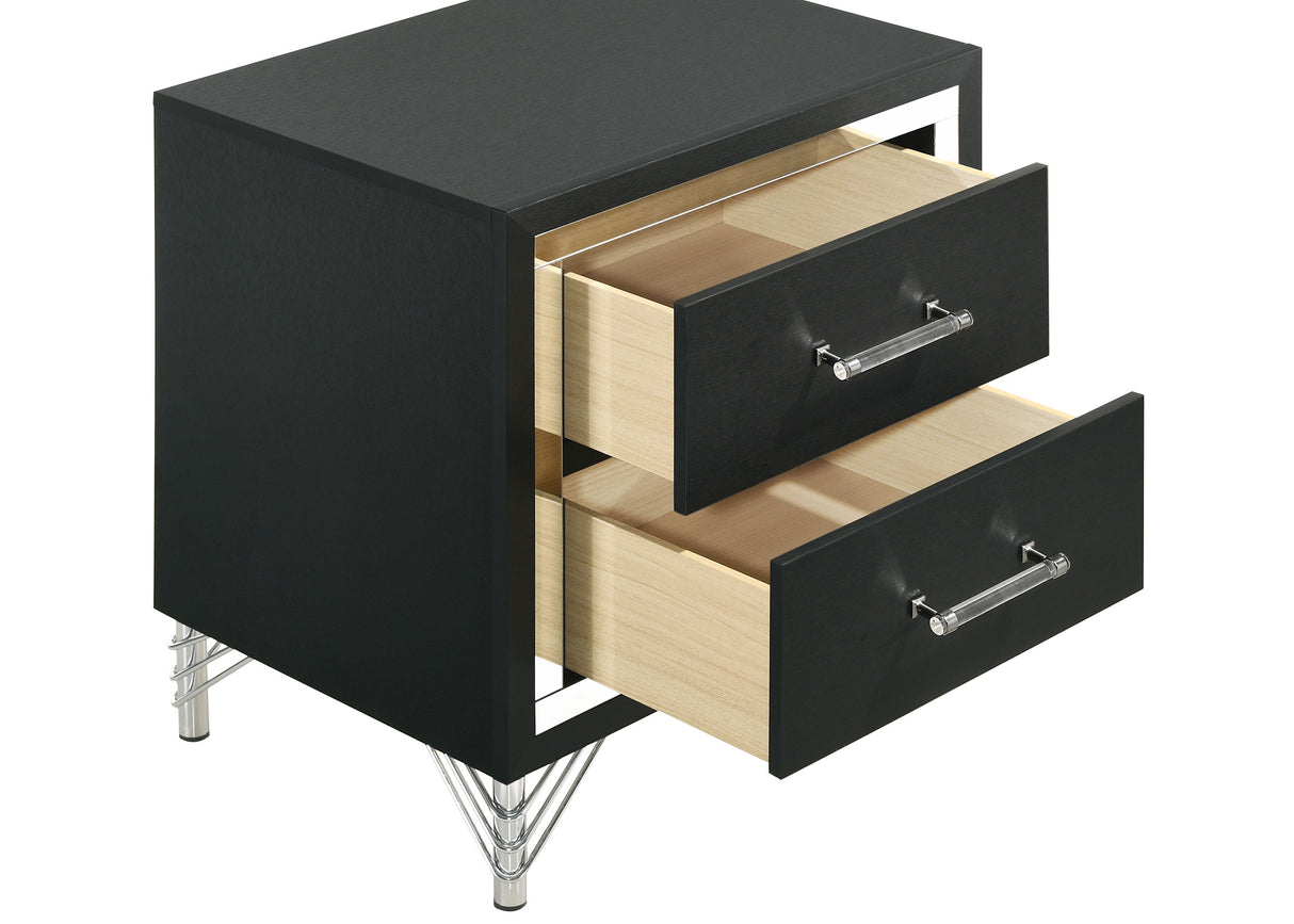 Lucia 2-drawer Nightstand Bedside Table Black - Home Elegance USA