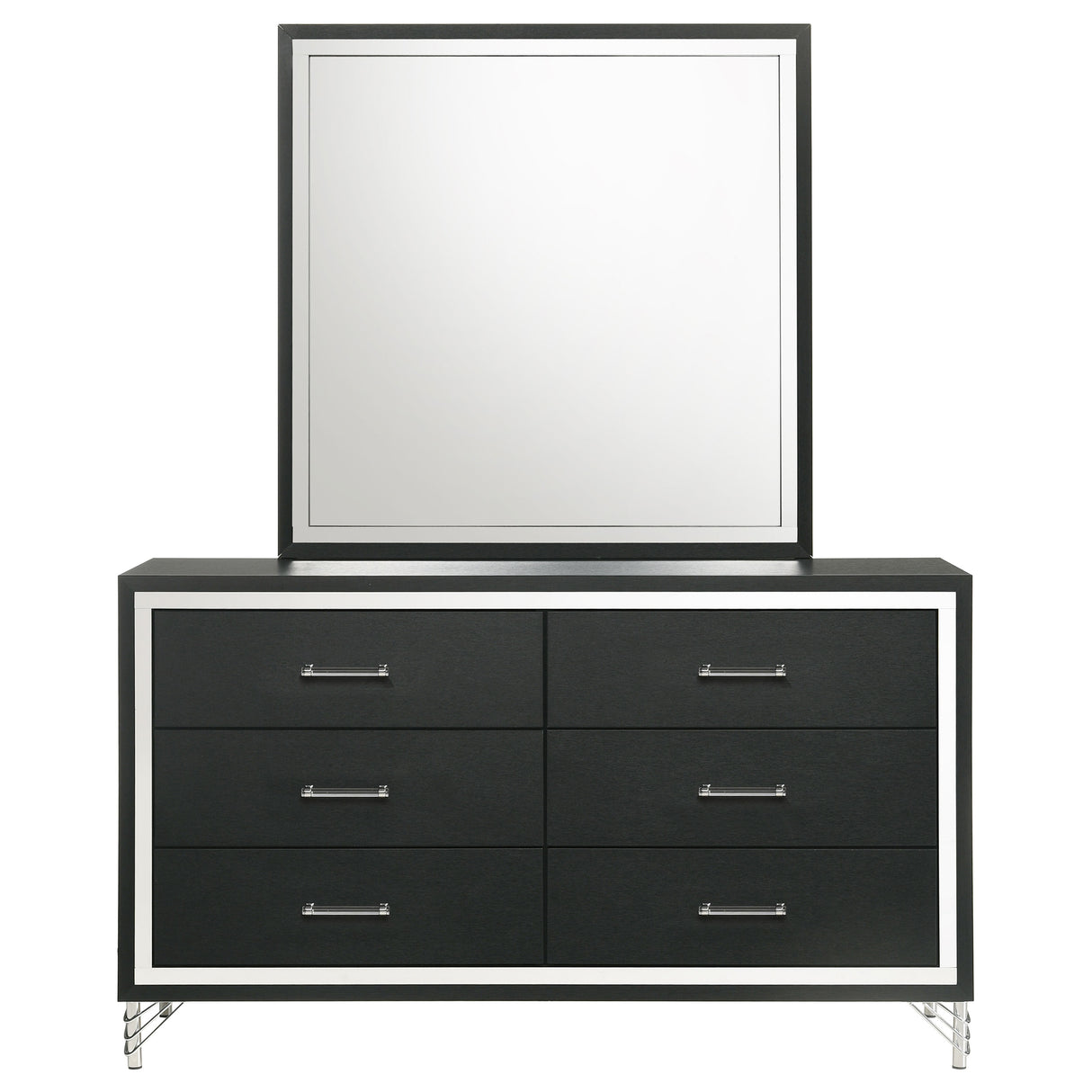 Lucia 6-drawer Dresser and Mirror Black - Home Elegance USA