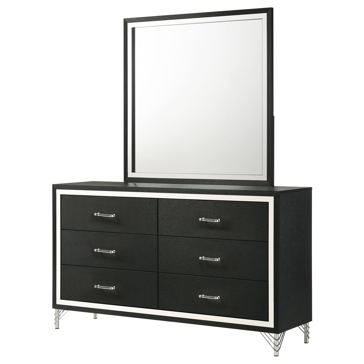 Lucia 6-drawer Dresser and Mirror Black - Home Elegance USA