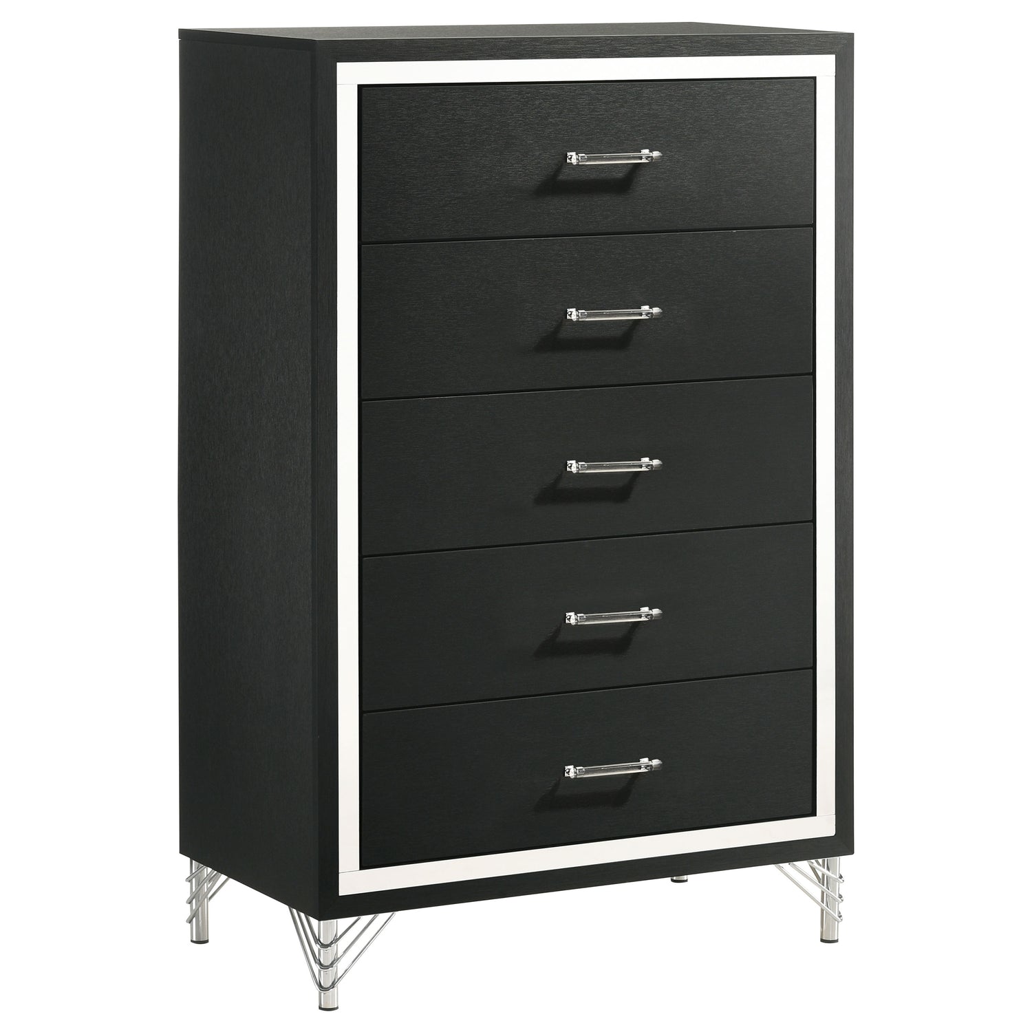 Lucia 5-drawer Bedroom Chest of Drawers Black - Home Elegance USA