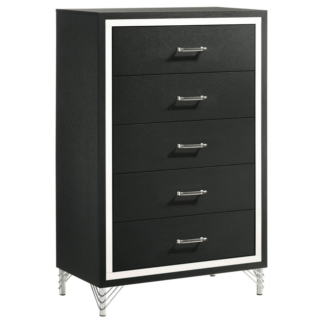 Lucia 5-drawer Bedroom Chest of Drawers Black - Home Elegance USA
