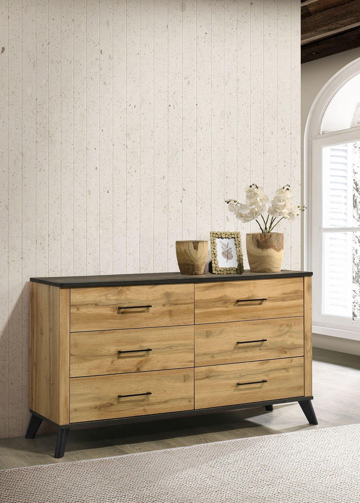 Kaywood 6-drawer Dresser Cabinet Natural Pine - Home Elegance USA